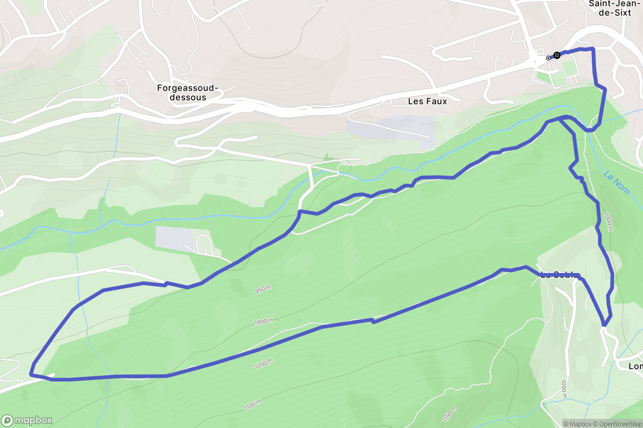 Saint-Jean-de-Sixt : carte du parcours de randonnée - France