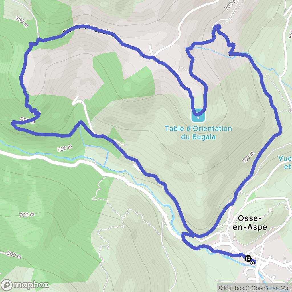 Osse-en-Aspe : carte du parcours de randonnée - France