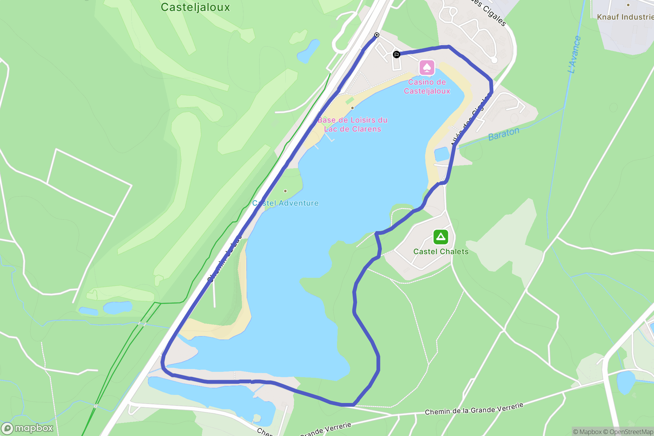 Casteljaloux : carte du parcours de randonnée - France
