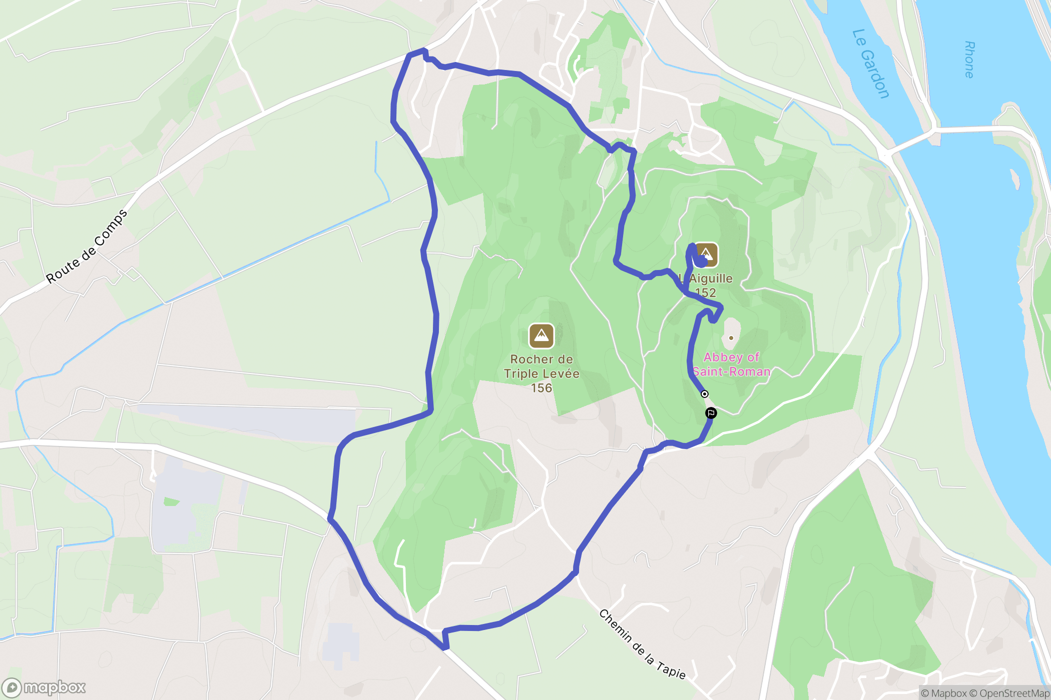 Beaucaire : carte du parcours de randonnée - France