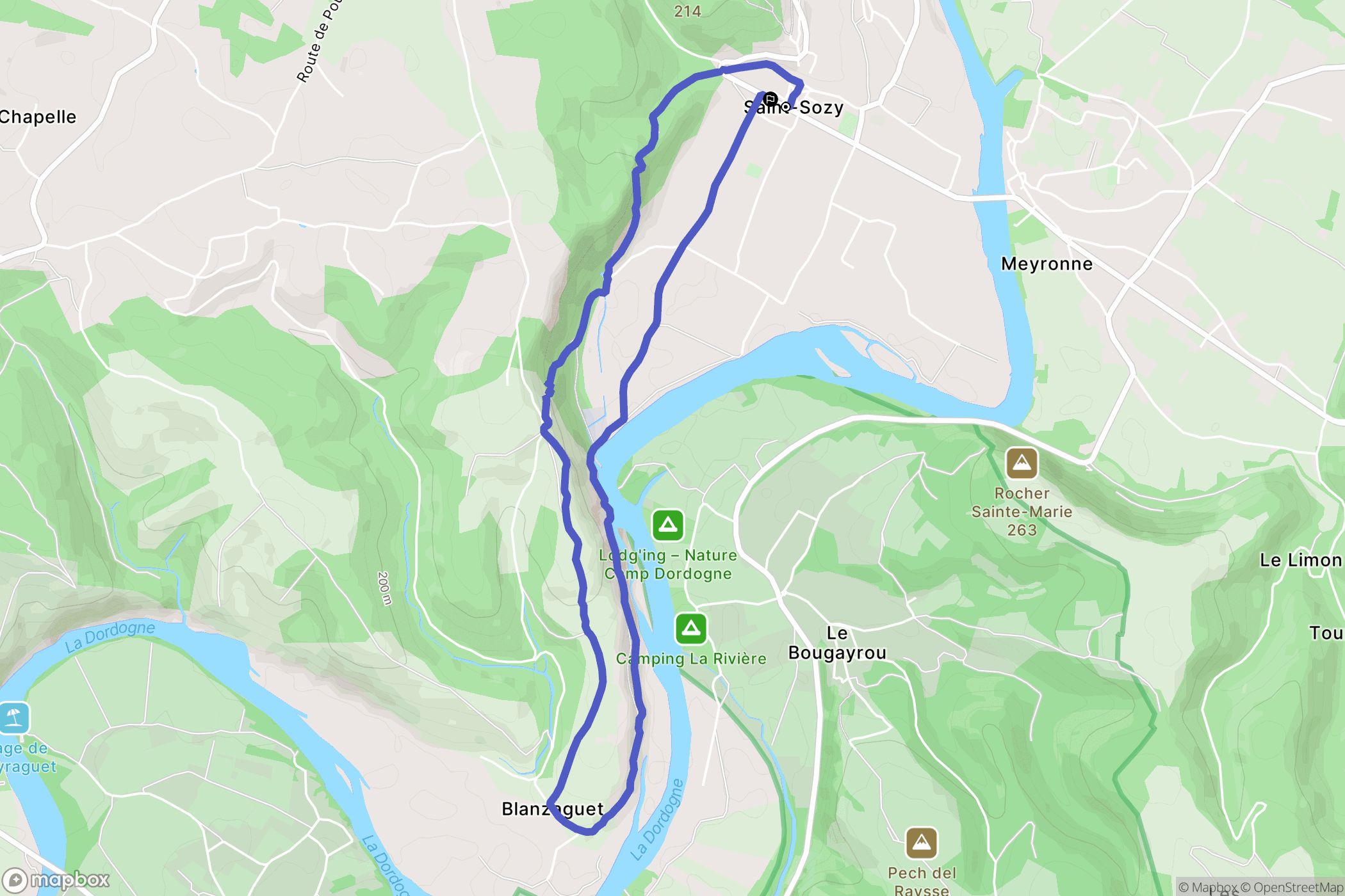 Saint-Sozy : carte du parcours de randonnée - France