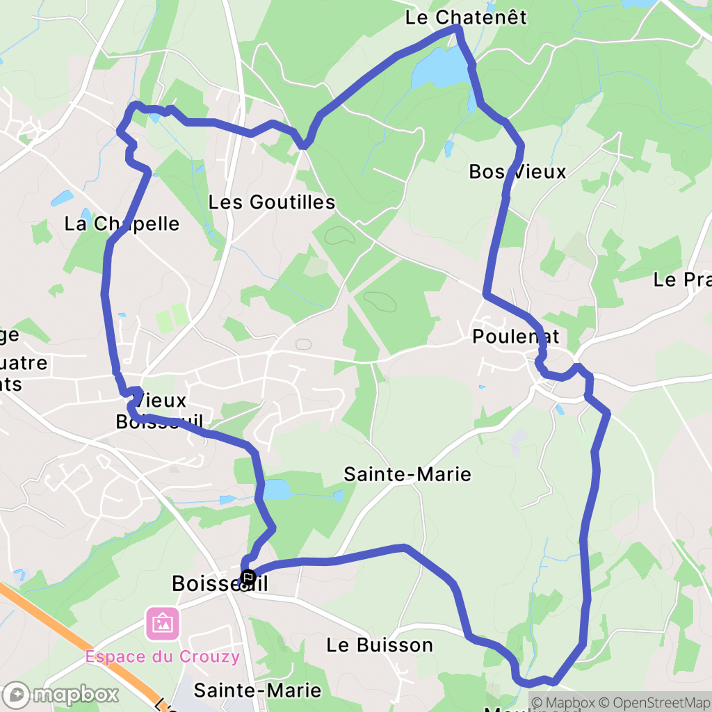 Boisseuil : carte du parcours de randonnée - France