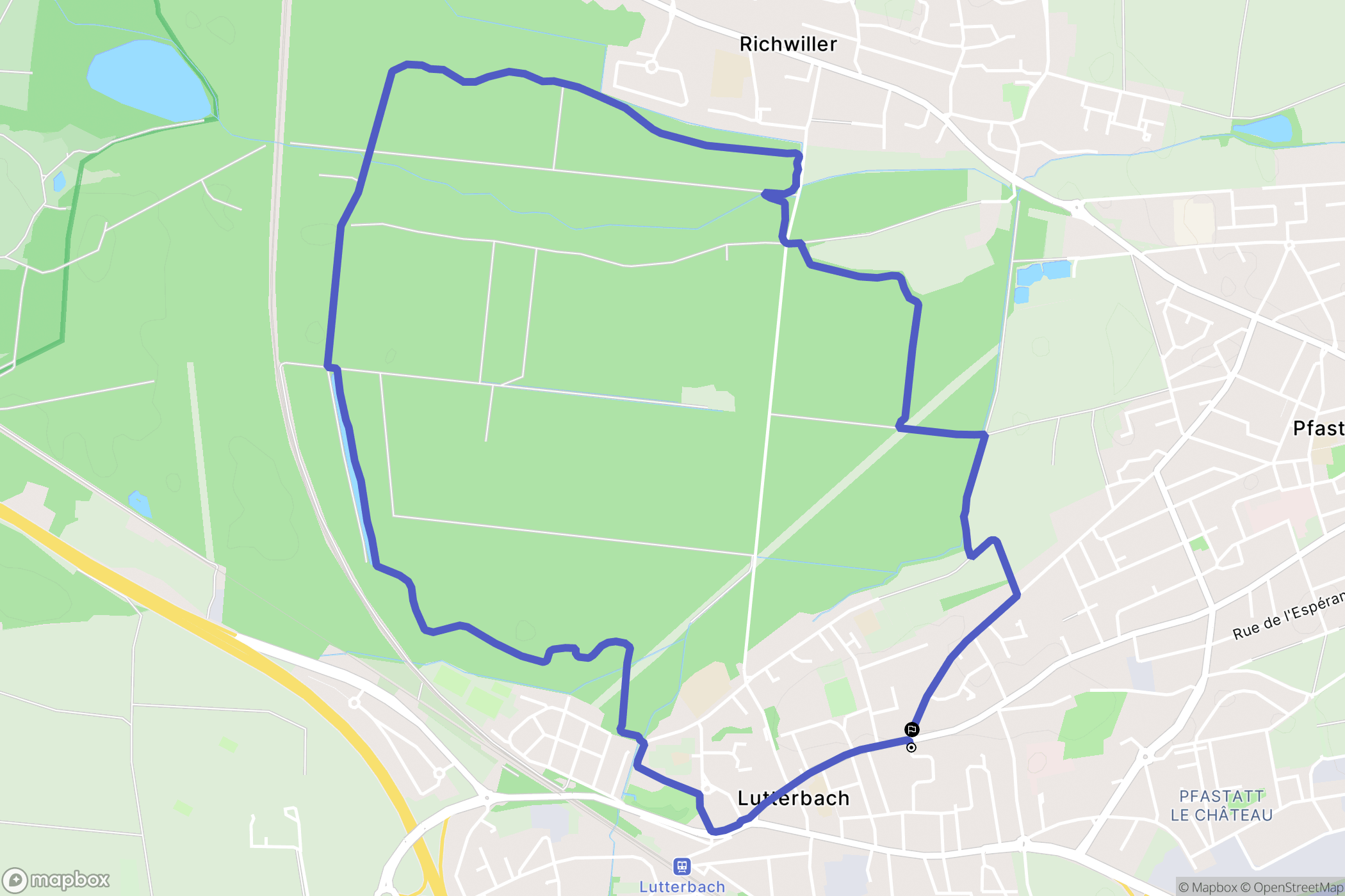 Lutterbach : carte du parcours de randonnée - France