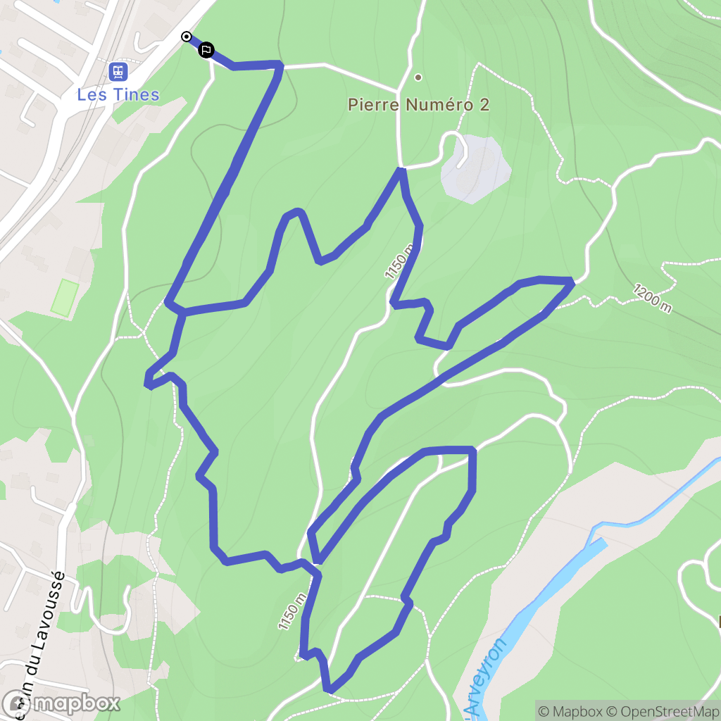 Chamonix-Mont-Blanc : carte du parcours de randonnée - France