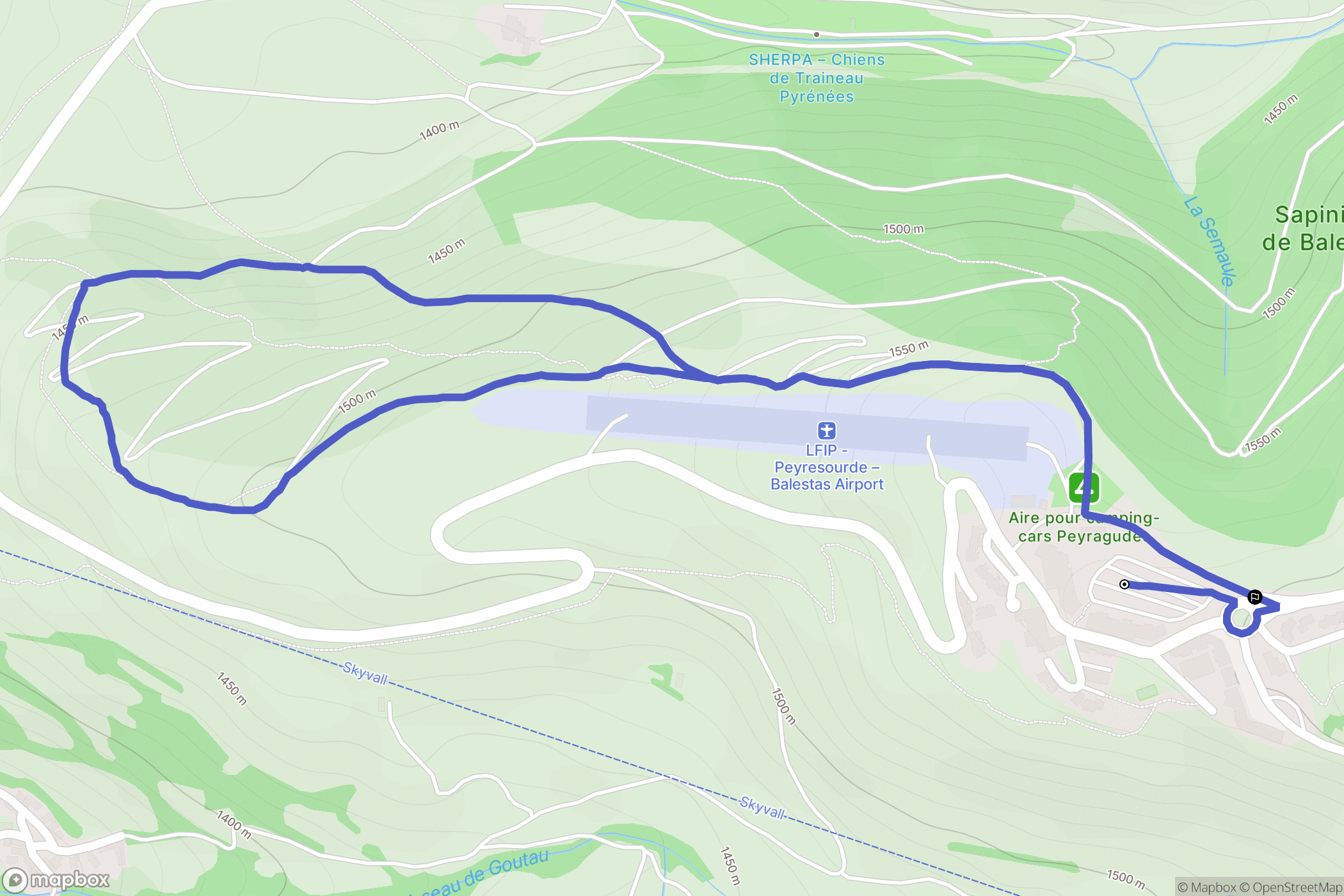 Peyragudes : carte du parcours de randonnée - France
