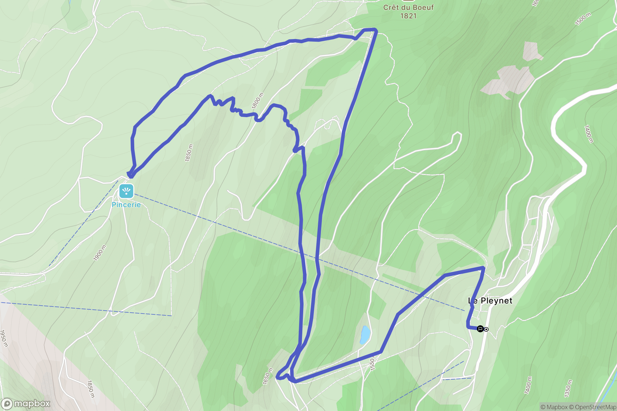 Le Haut-Bréda : carte du parcours de randonnée - France