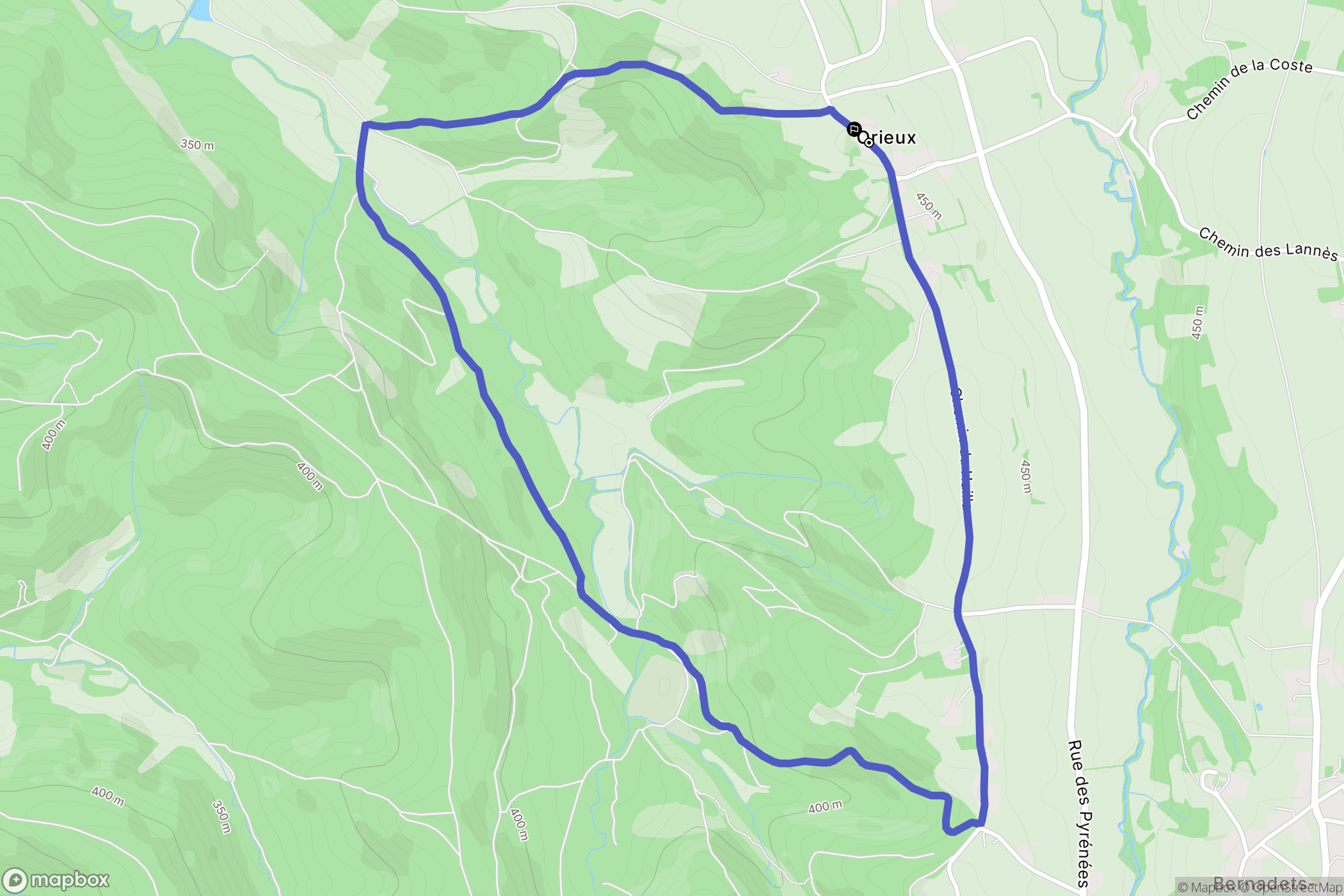 Orieux : carte du parcours de randonnée - France
