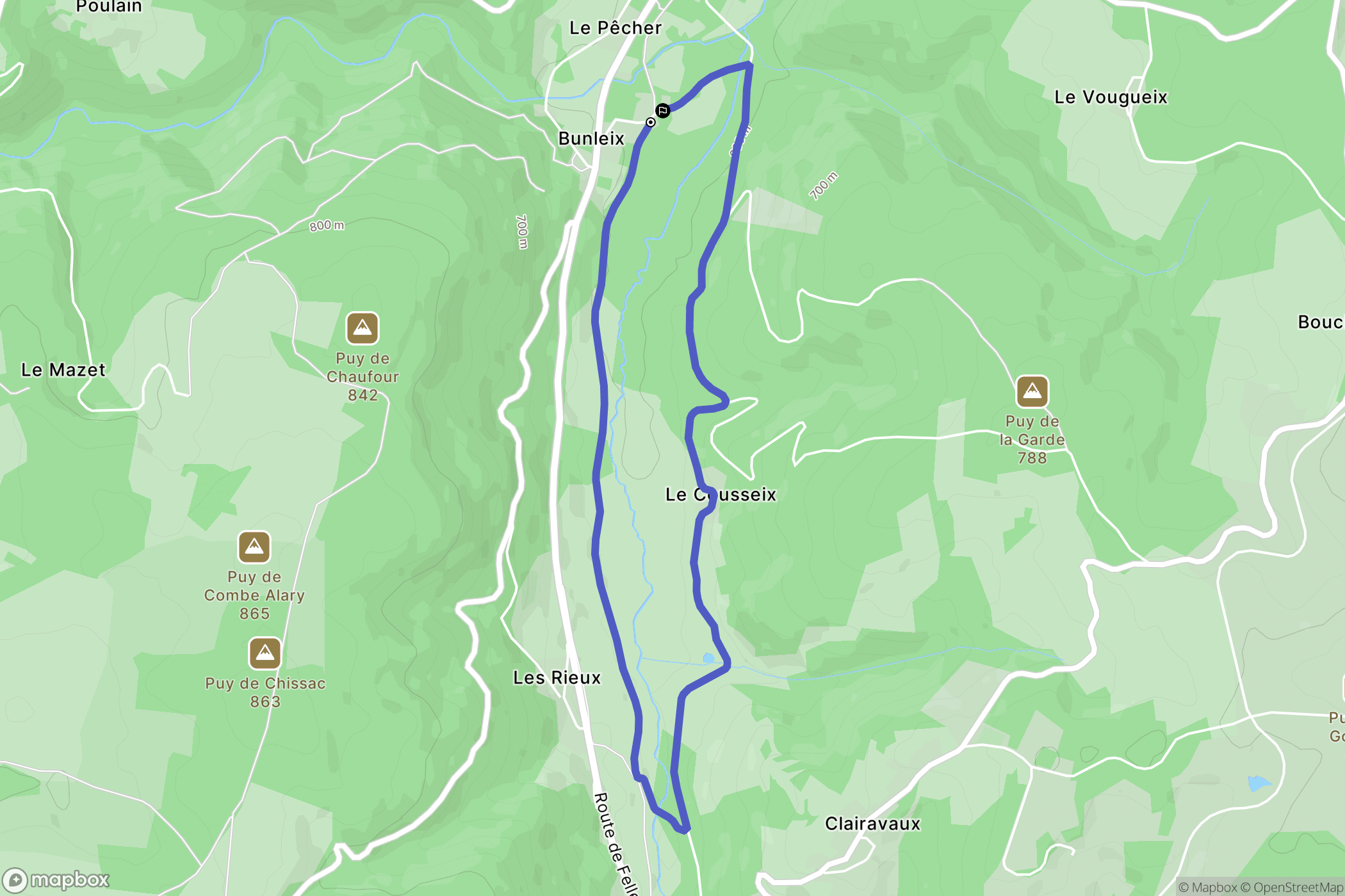 Croze : carte du parcours de randonnée - France