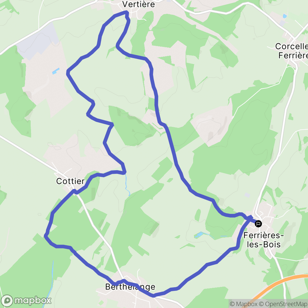 Ferrières-les-Bois : carte du parcours de randonnée - France