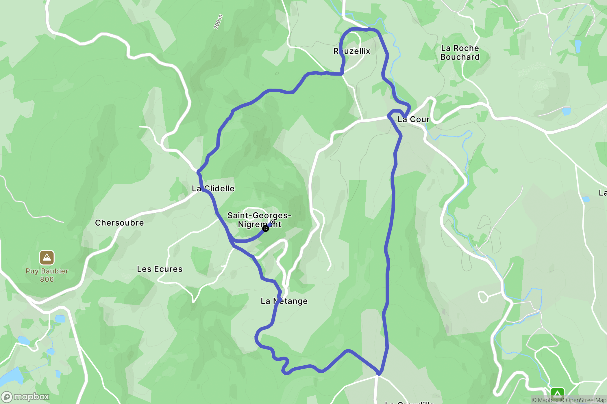 Saint-Georges-Nigremont : carte du parcours de randonnée - France