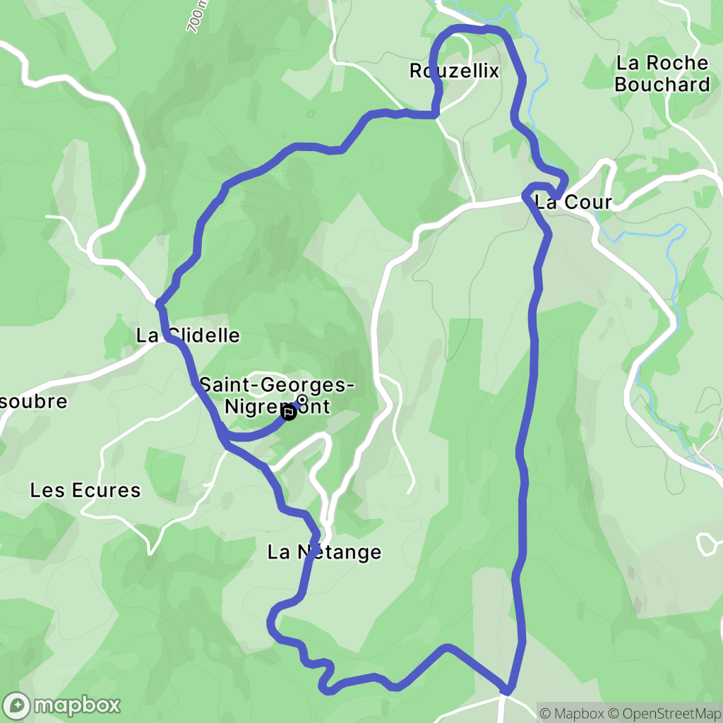 Saint-Georges-Nigremont : carte du parcours de randonnée - France