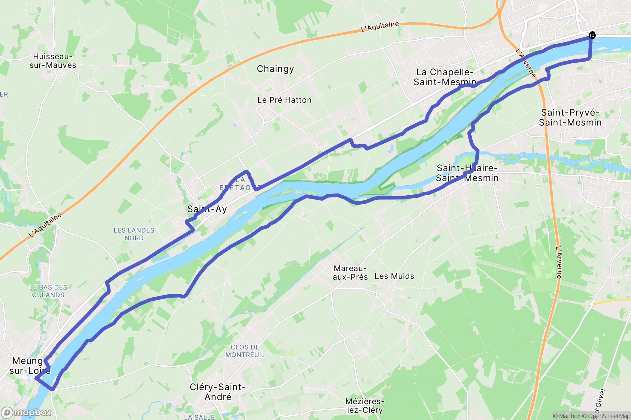 Orléans : carte du parcours de randonnée - France