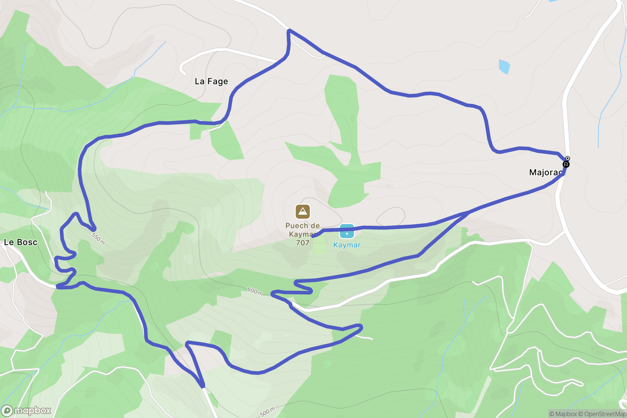 Pruines : carte du parcours de randonnée - France