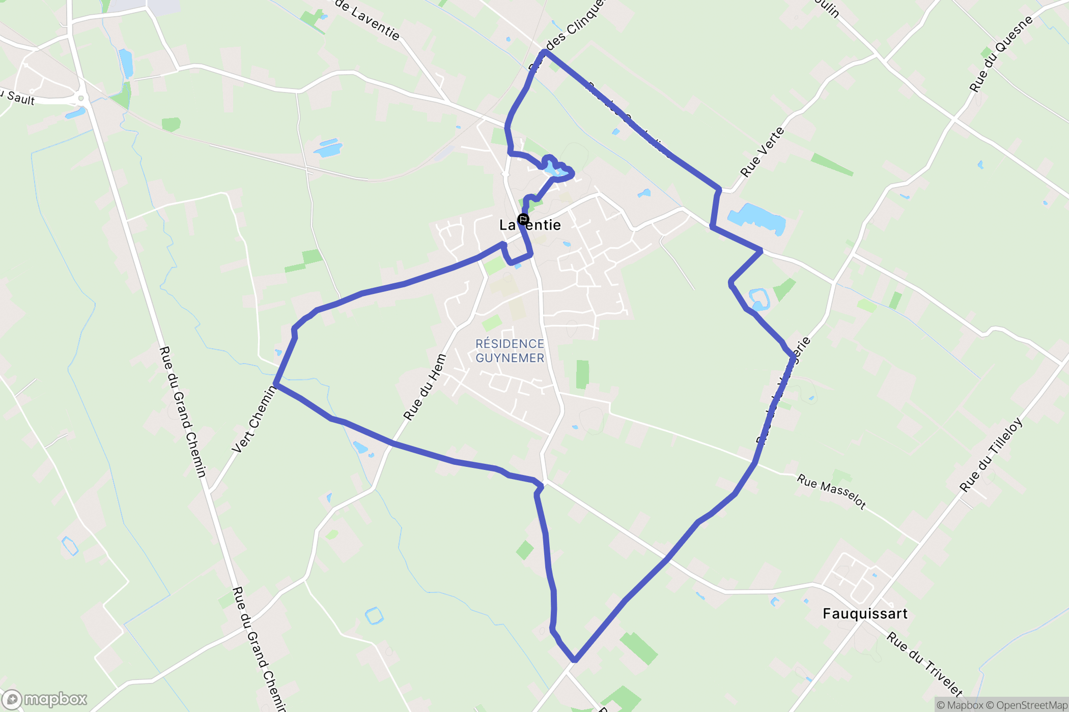 Laventie : carte du parcours de randonnée - France