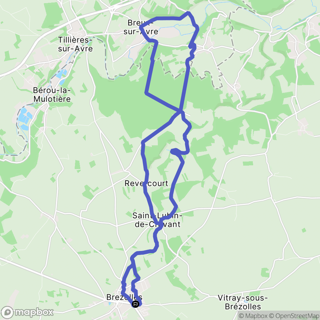 Brezolles : carte du parcours de randonnée - France