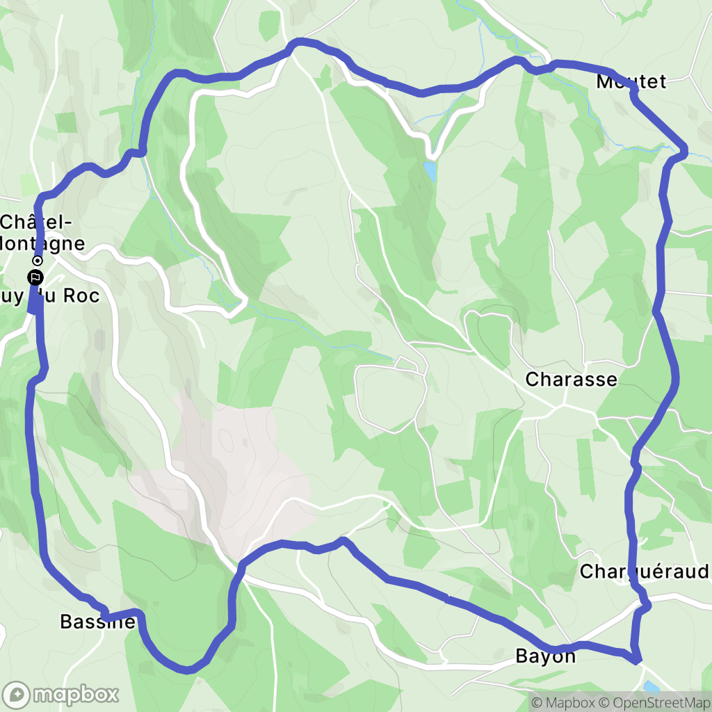 Châtel-Montagne : carte du parcours de randonnée - France