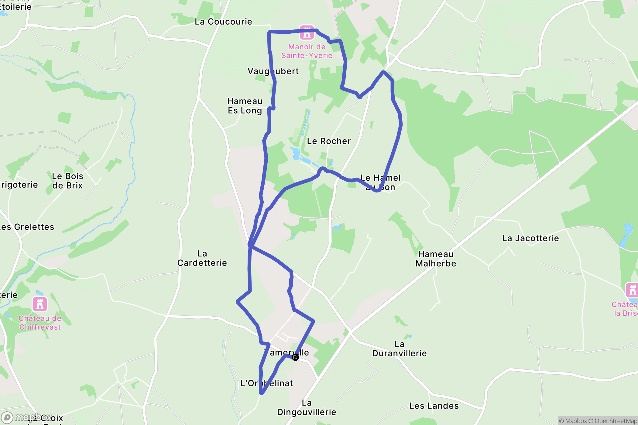 Tamerville : carte du parcours de randonnée - France