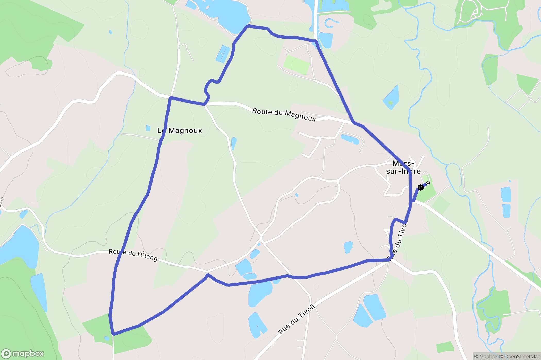 Mers-sur-Indre : carte du parcours de randonnée - France