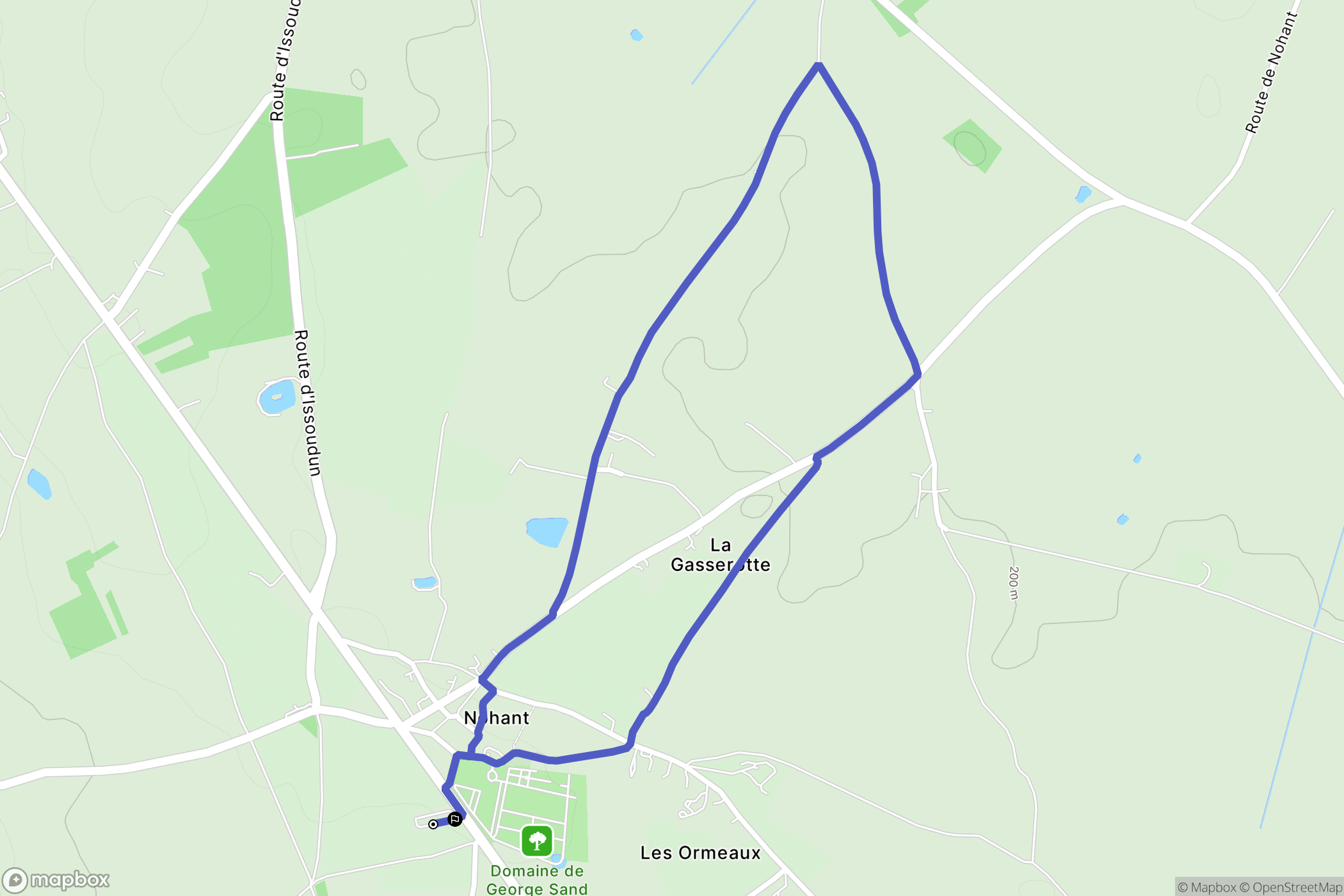 Nohant : carte du parcours de randonnée - France