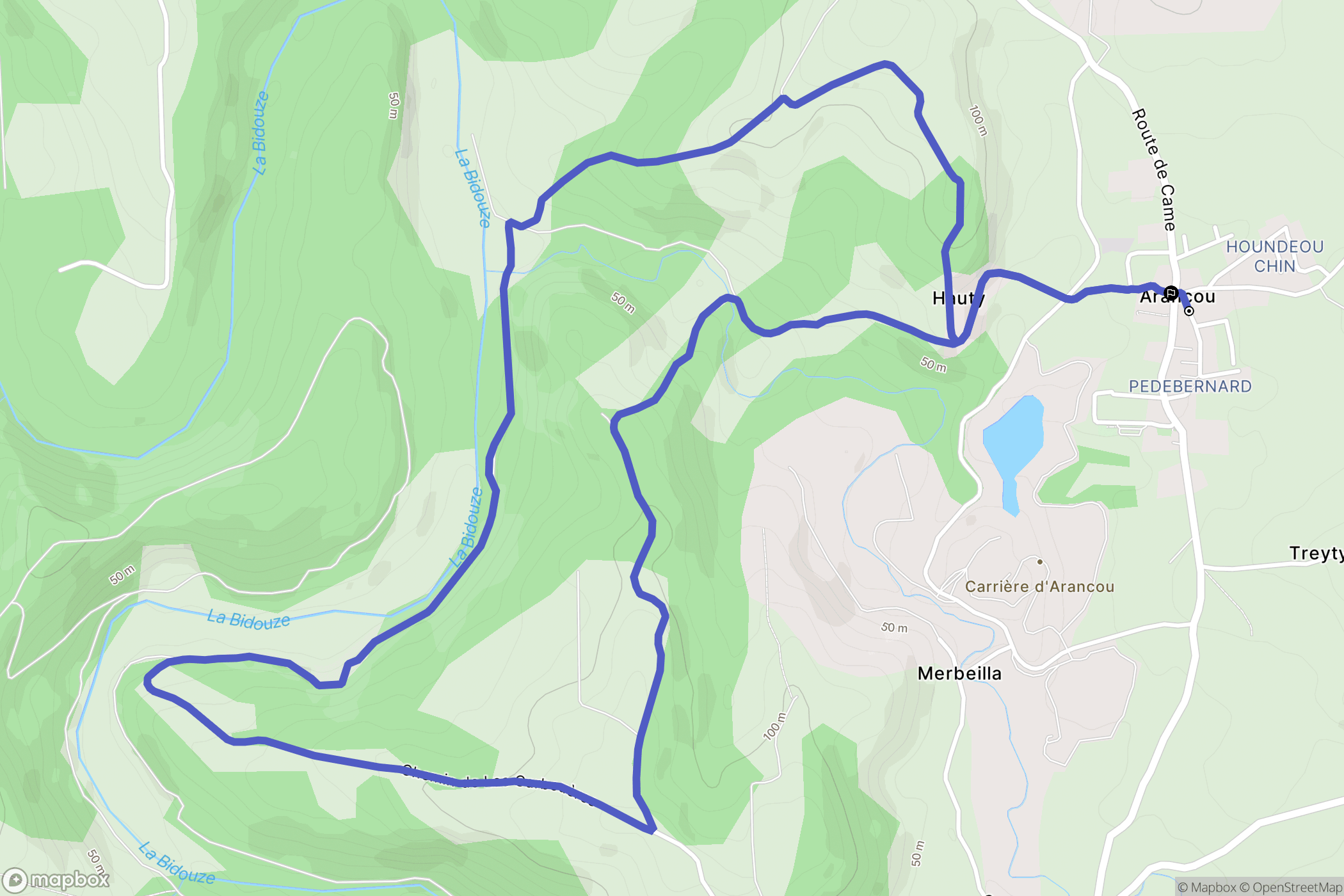 Arancou : carte du parcours de randonnée - France