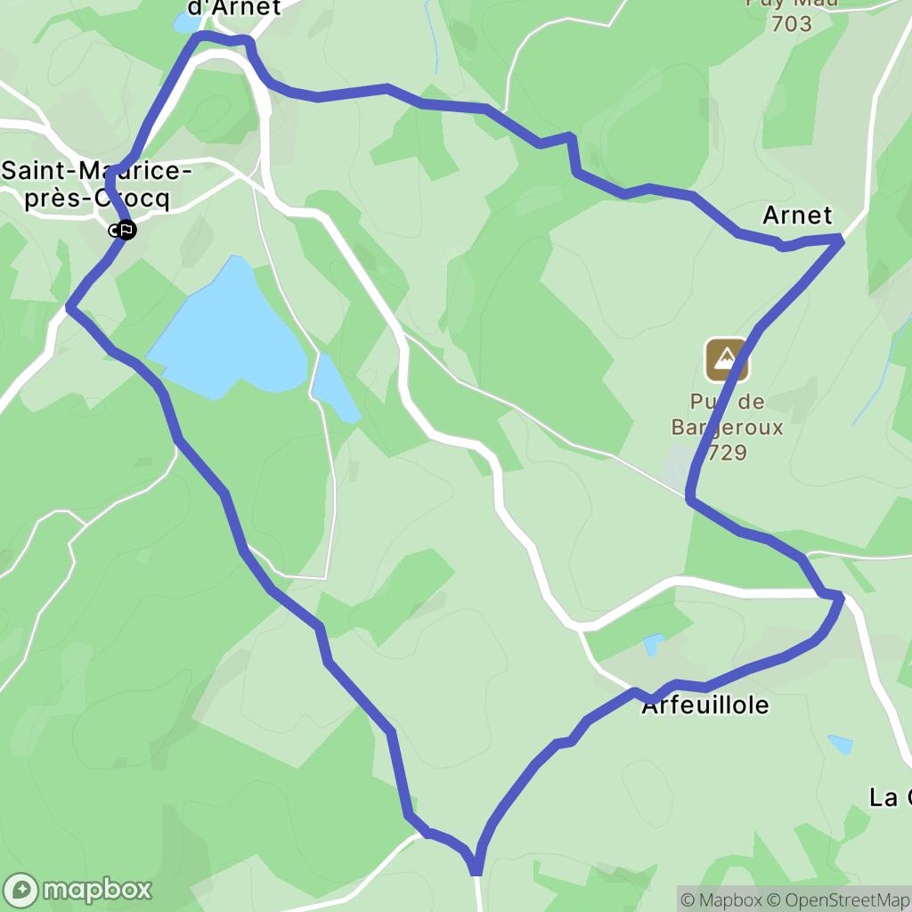 Saint-Maurice-prés-Crocq : carte du parcours de randonnée - France