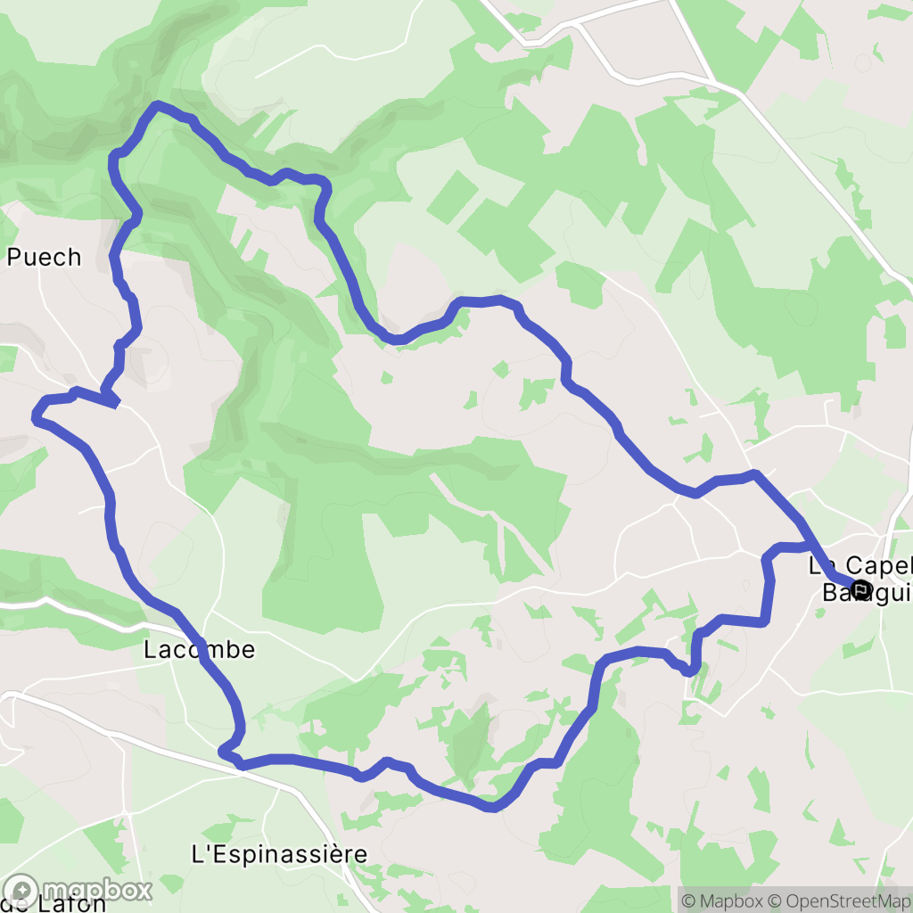La Capelle-Balaguier : carte du parcours de randonnée - France