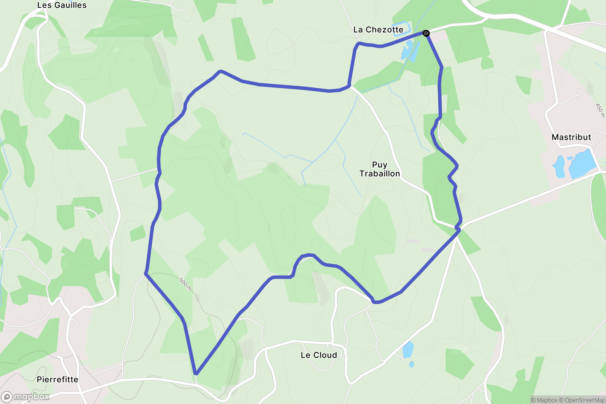 Ahun : carte du parcours de randonnée - France