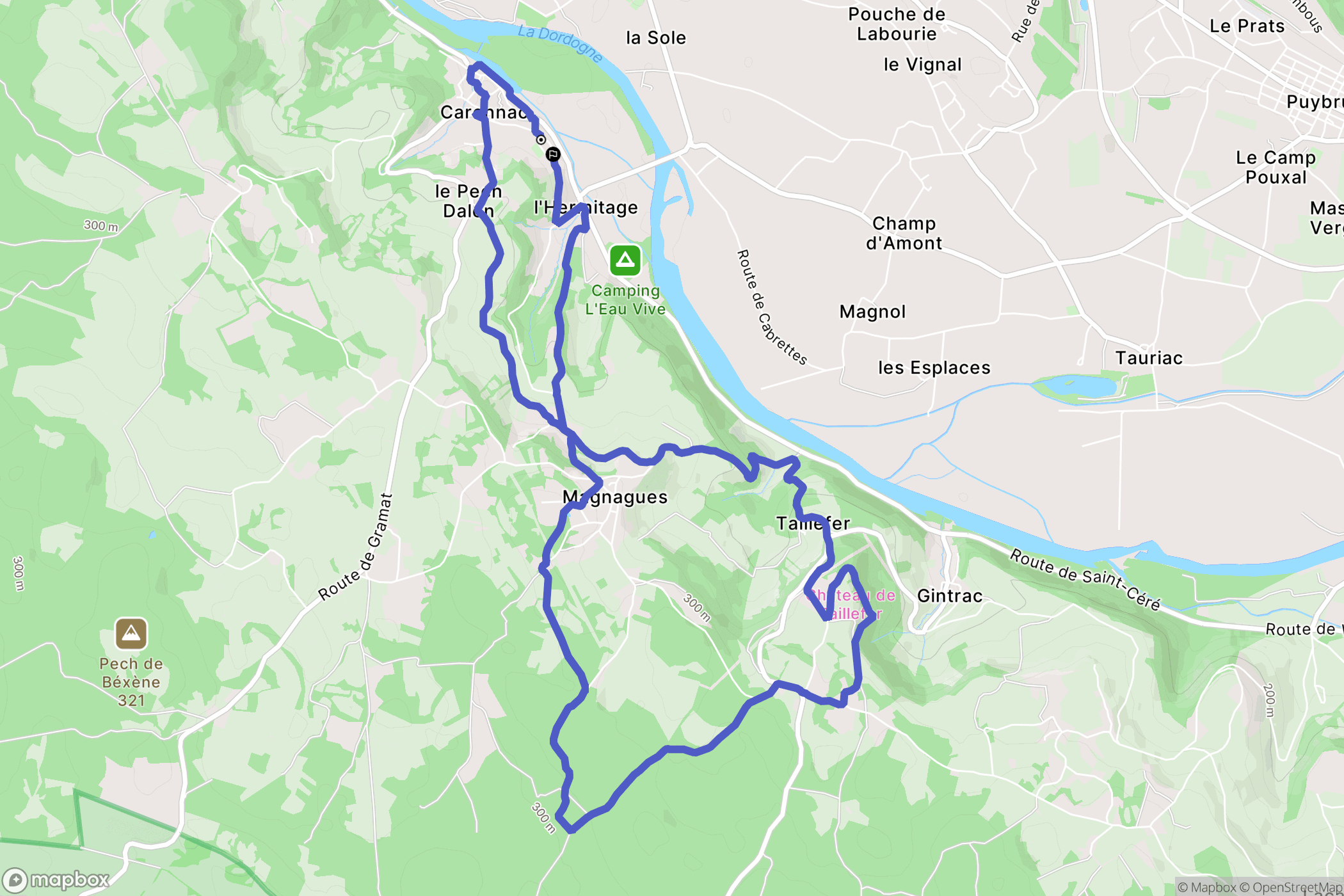 Carennac : carte du parcours de randonnée - France
