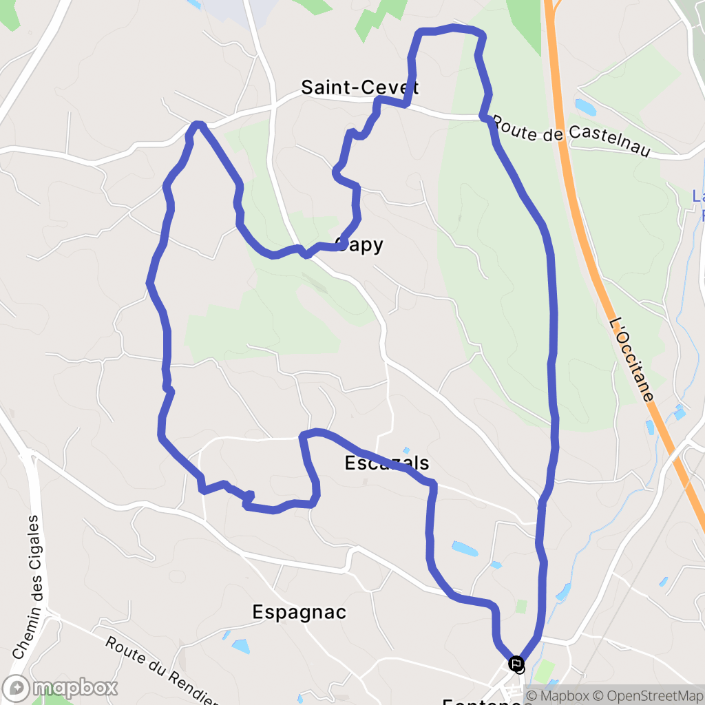 Fontanes : carte du parcours de randonnée - France
