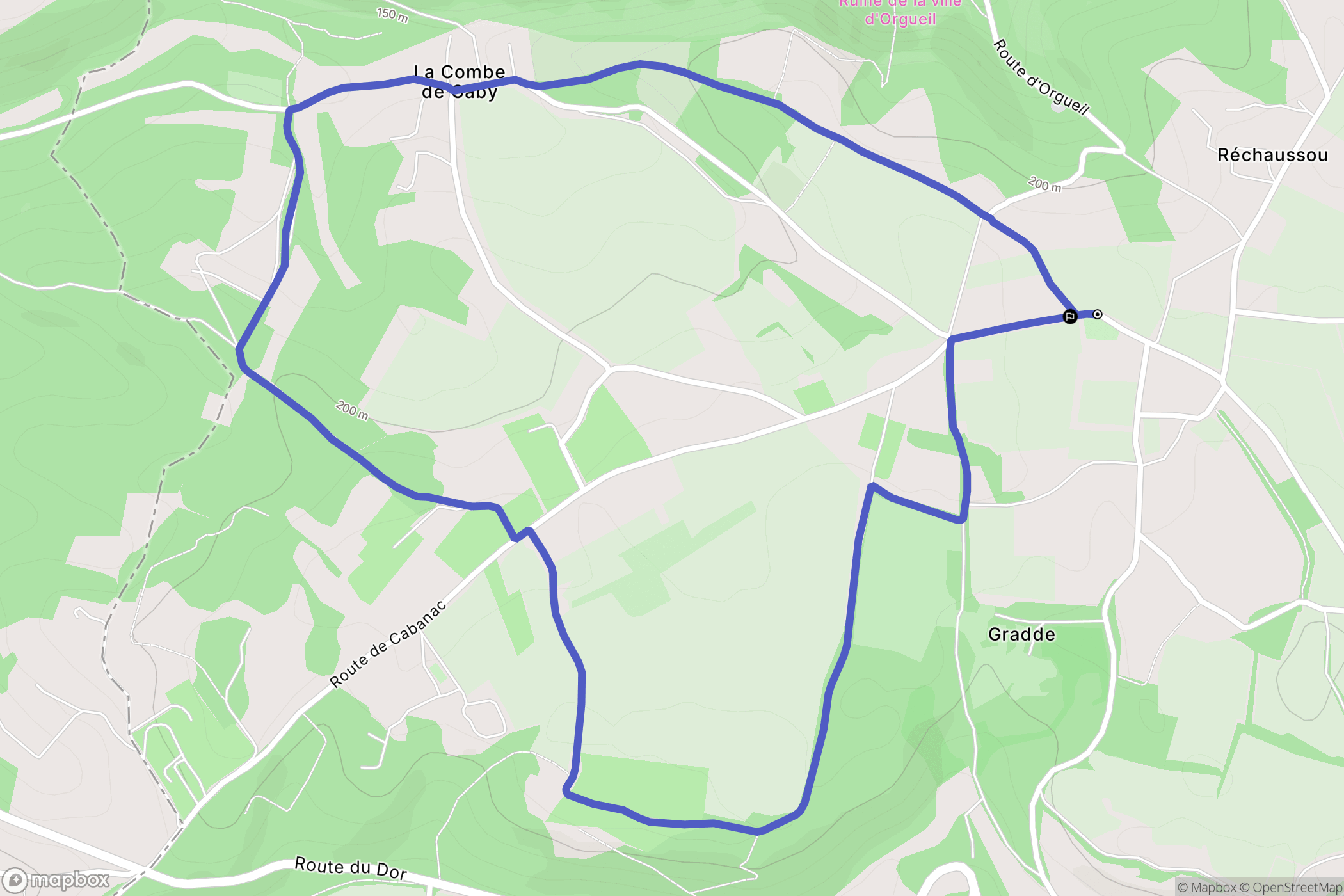 Mauroux : carte du parcours de randonnée - France