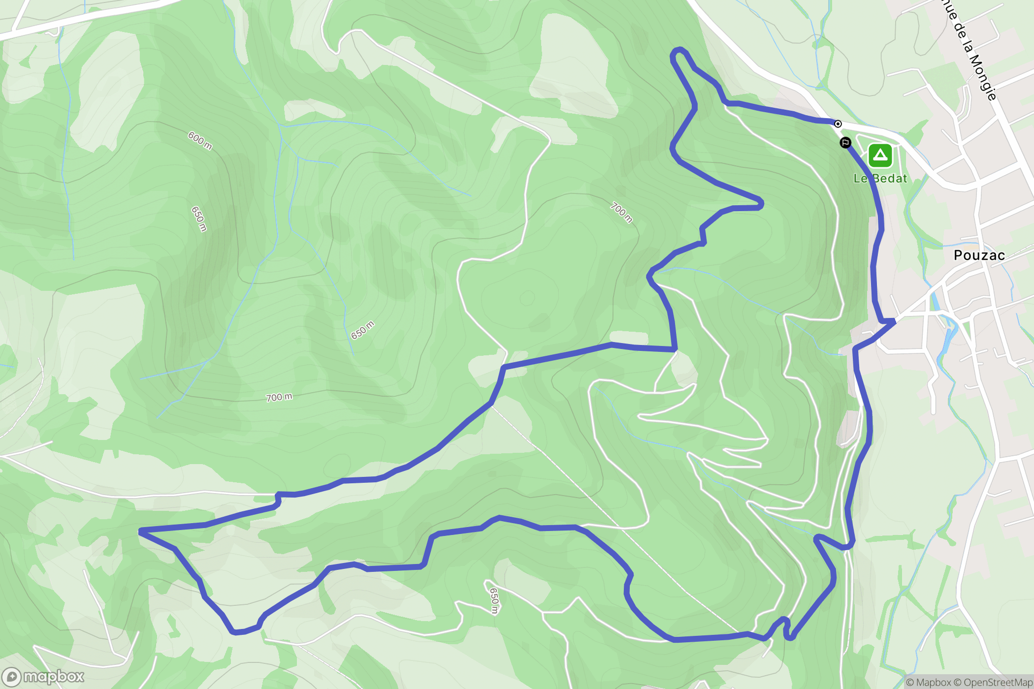 Pouzac : carte du parcours de randonnée - France