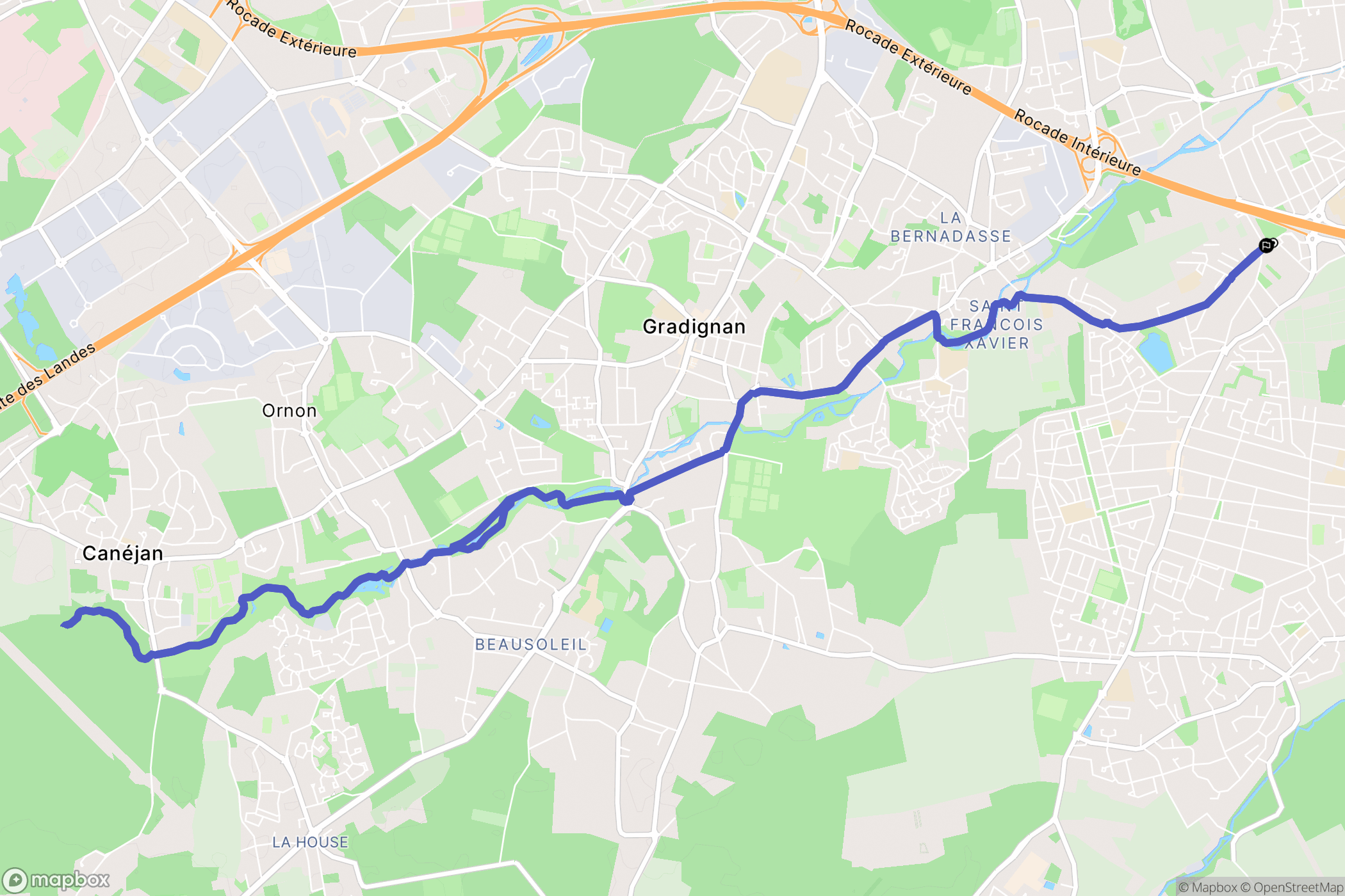 Gradignan : carte du parcours de randonnée - France