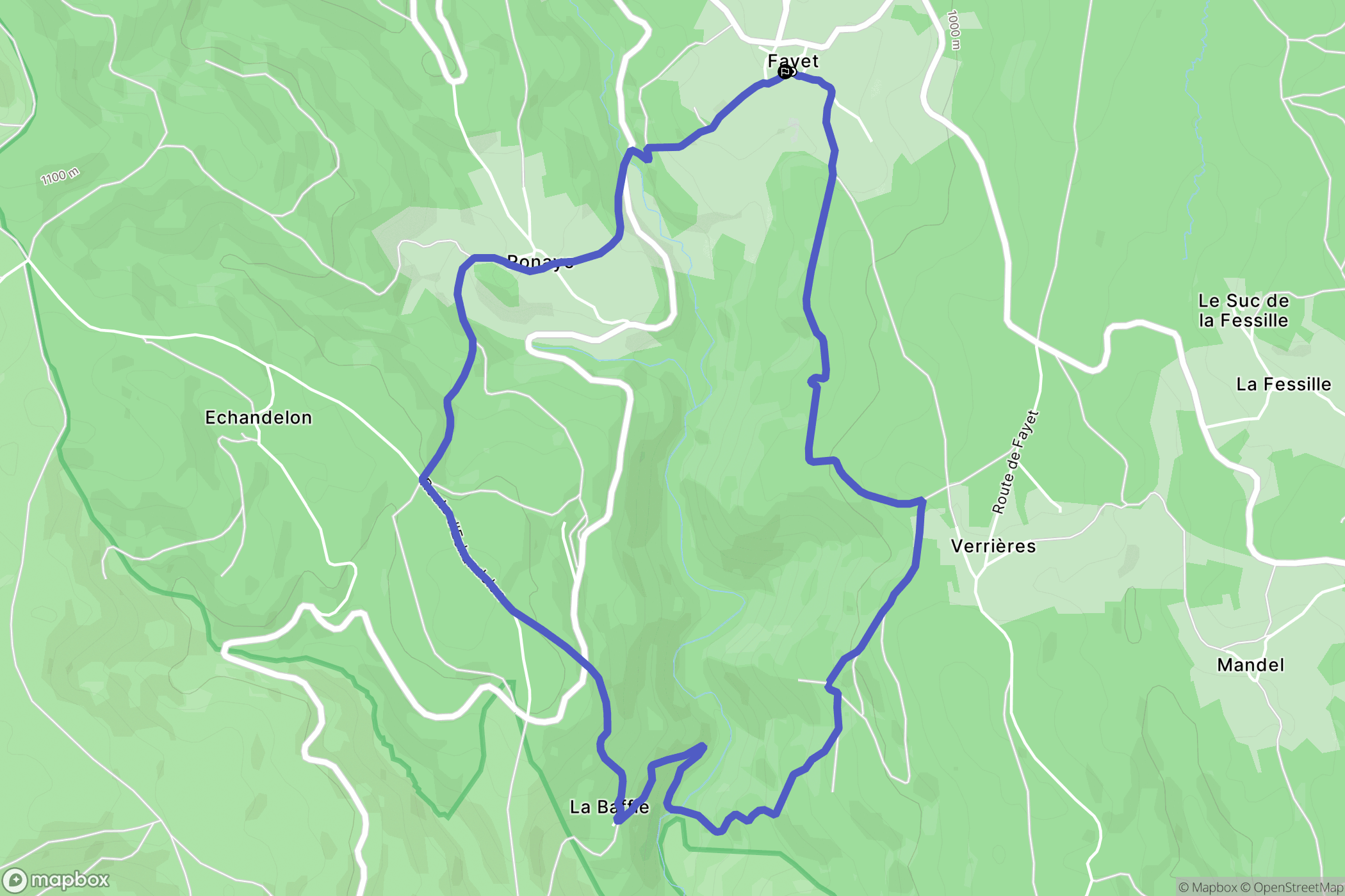 Fayet-Ronaye : carte du parcours de randonnée - France