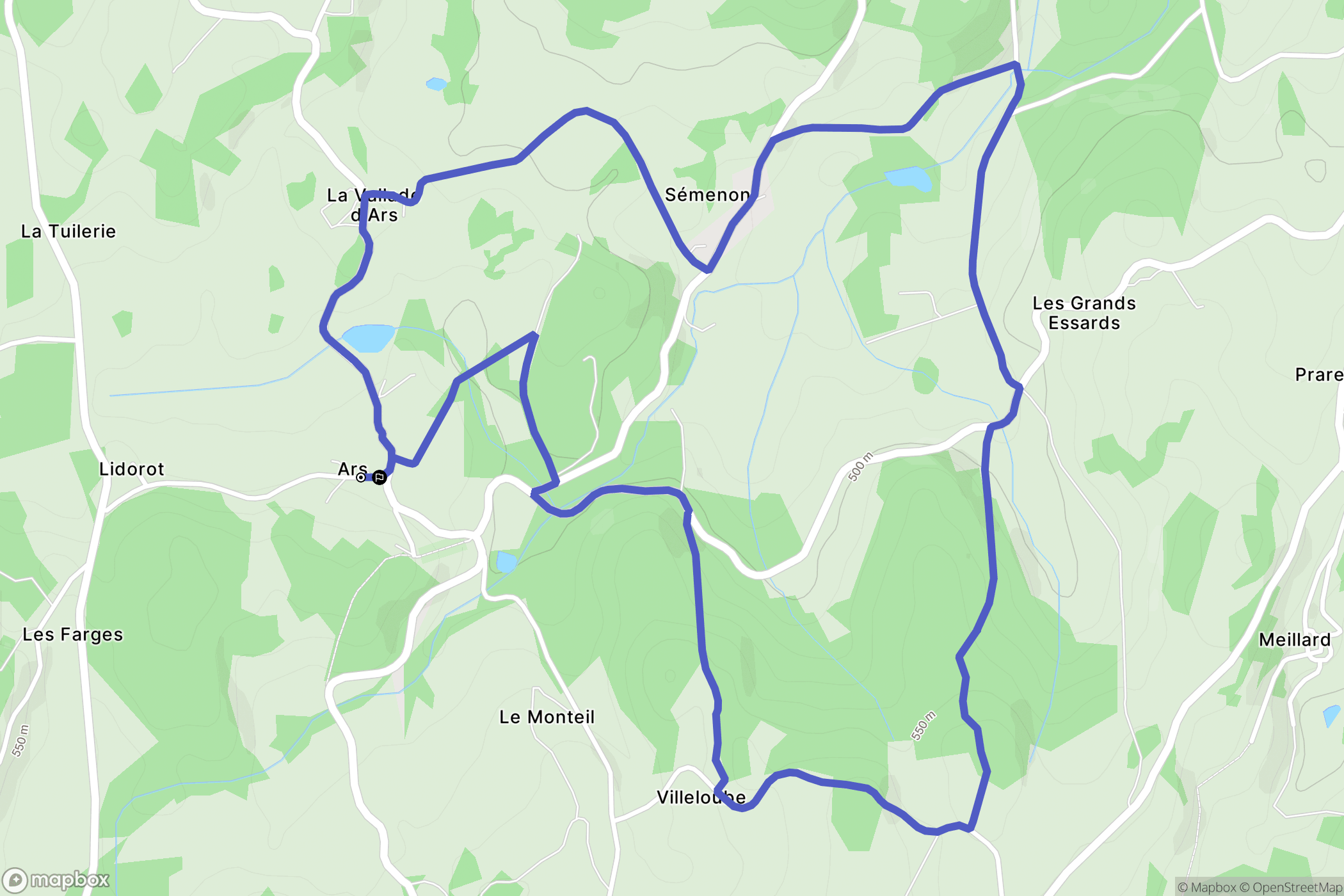 Ars : carte du parcours de randonnée - France