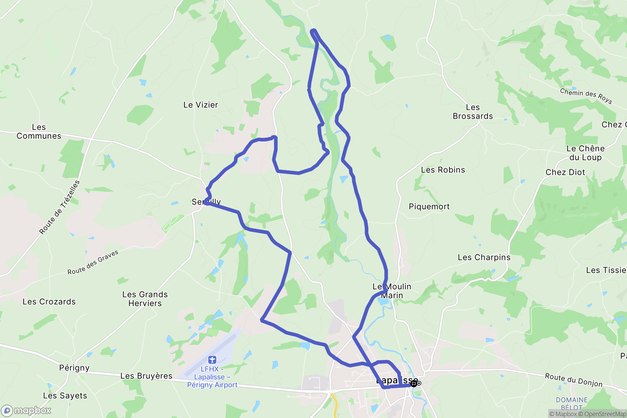Lapalisse : carte du parcours de randonnée - France