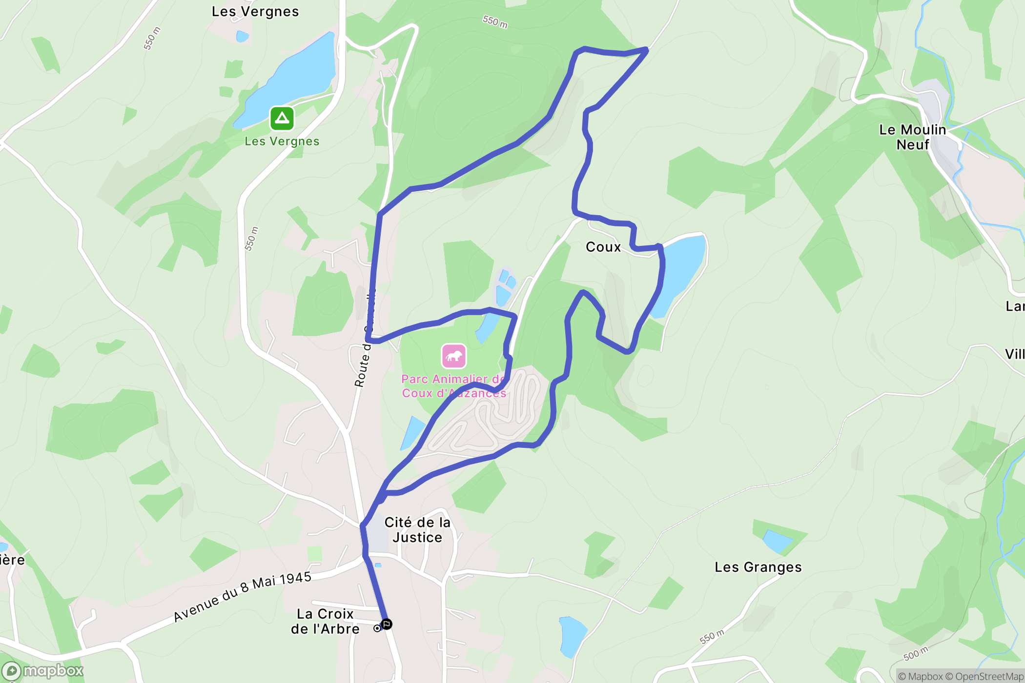 Auzances : carte du parcours de randonnée - France