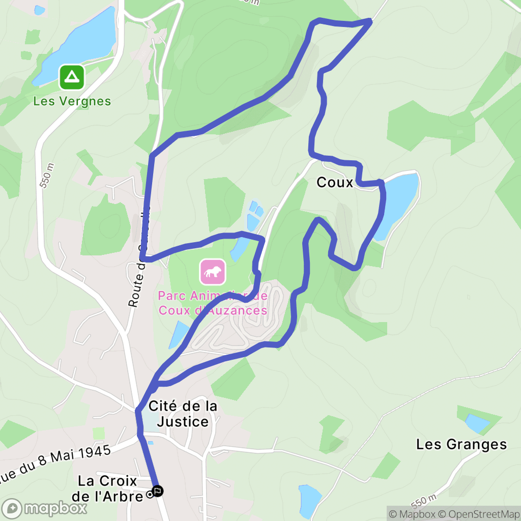 Auzances : carte du parcours de randonnée - France