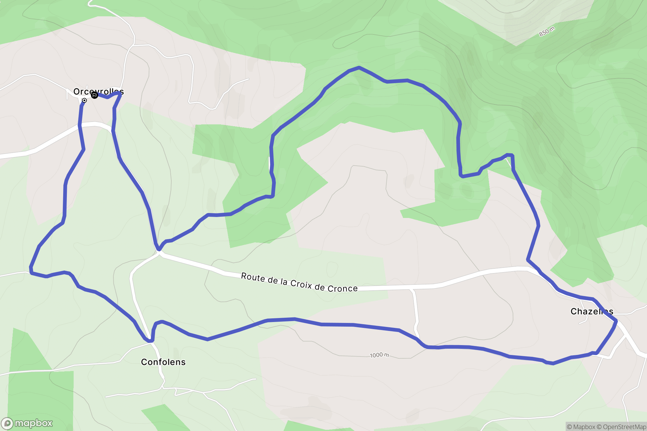 Chazelles : carte du parcours de randonnée - France