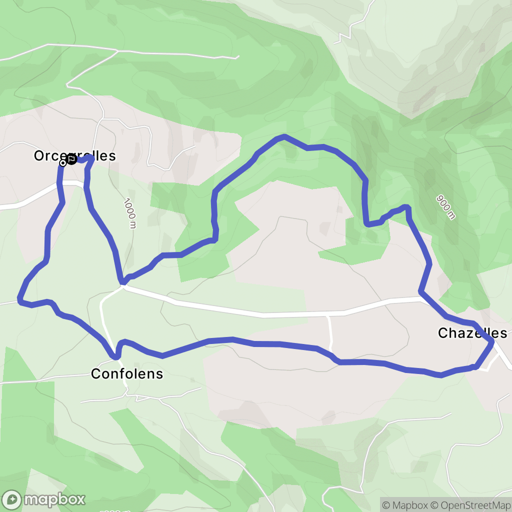 Chazelles : carte du parcours de randonnée - France