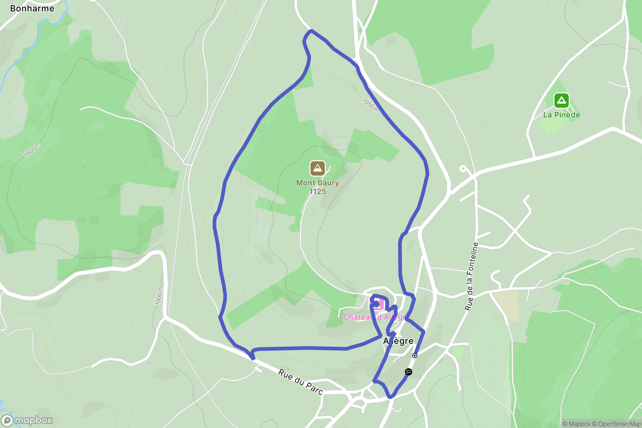 Allègre : carte du parcours de randonnée - France