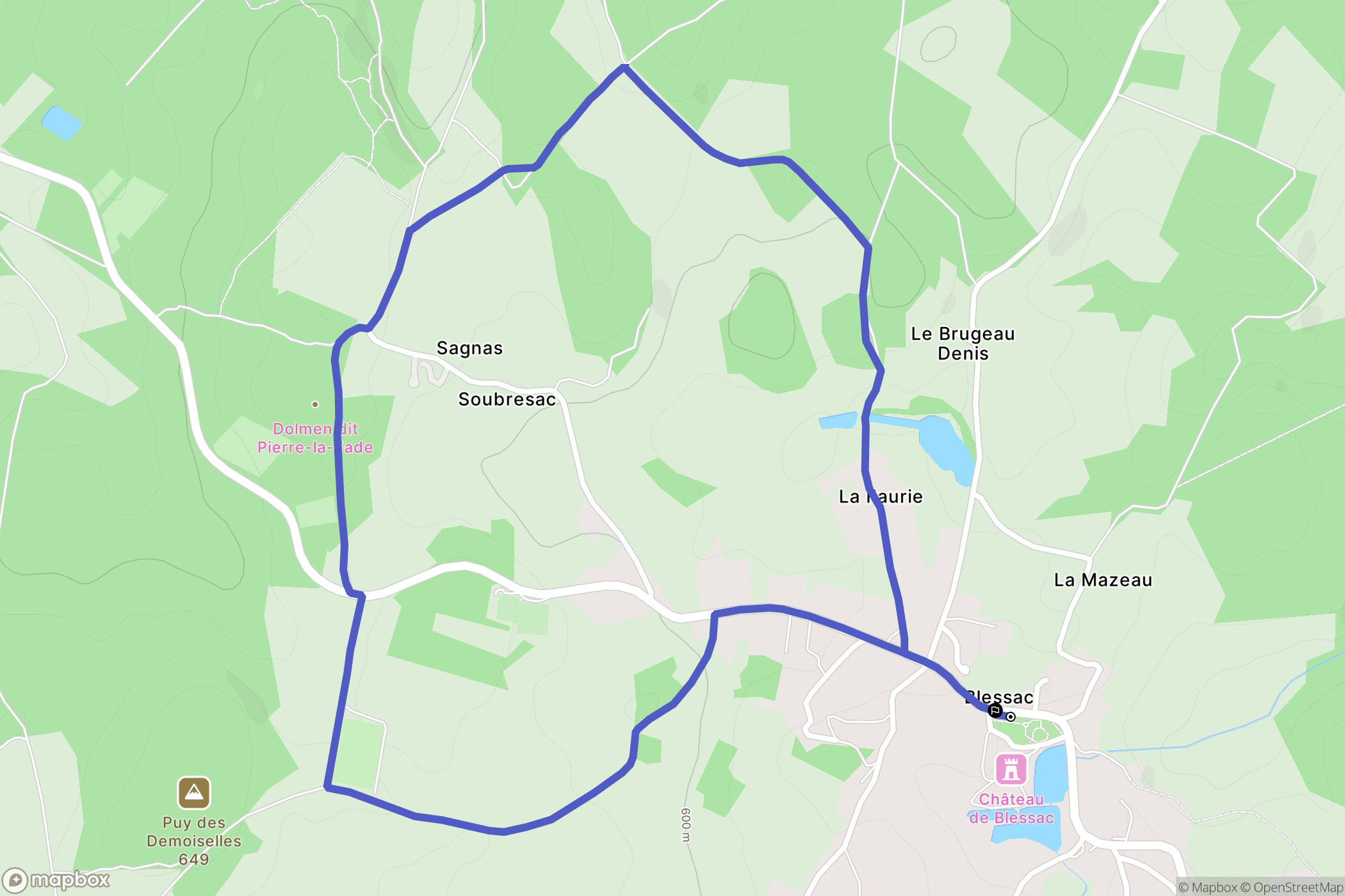 Blessac : carte du parcours de randonnée - France