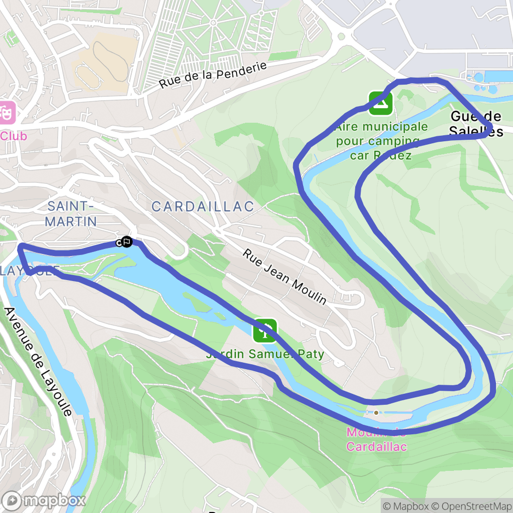 Rodez : carte du parcours de randonnée - France