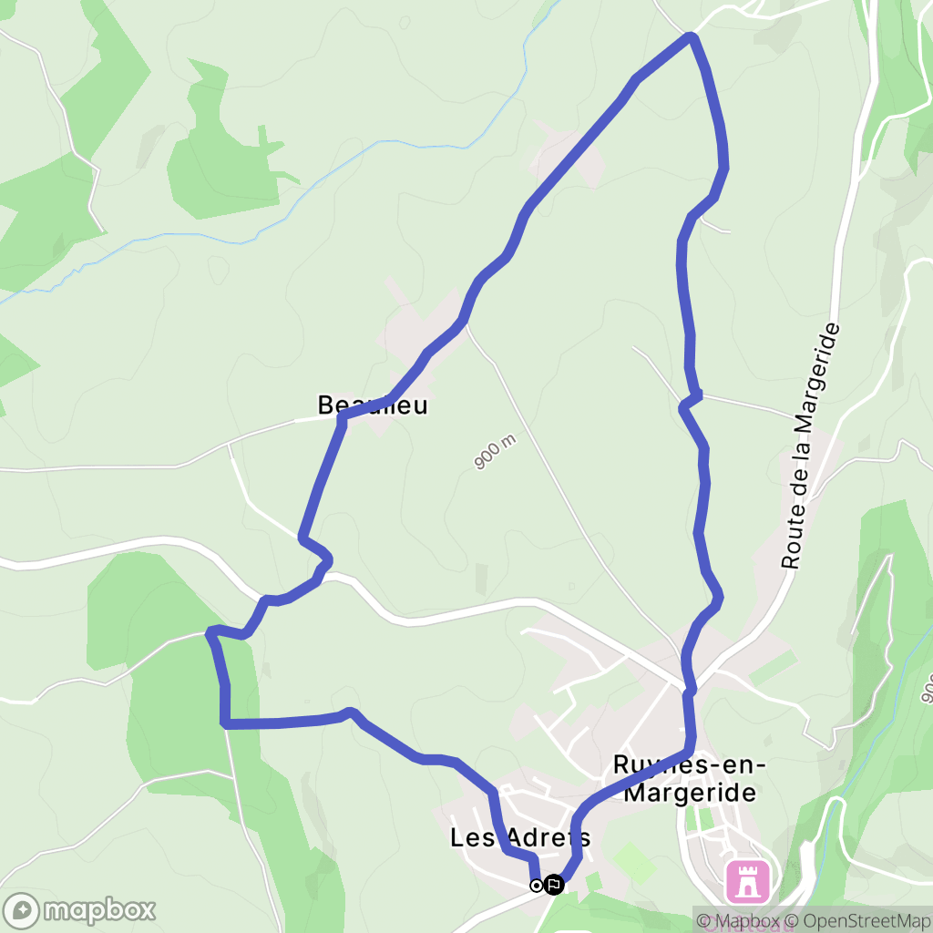 Ruynes-en-Margeride : carte du parcours de randonnée - France