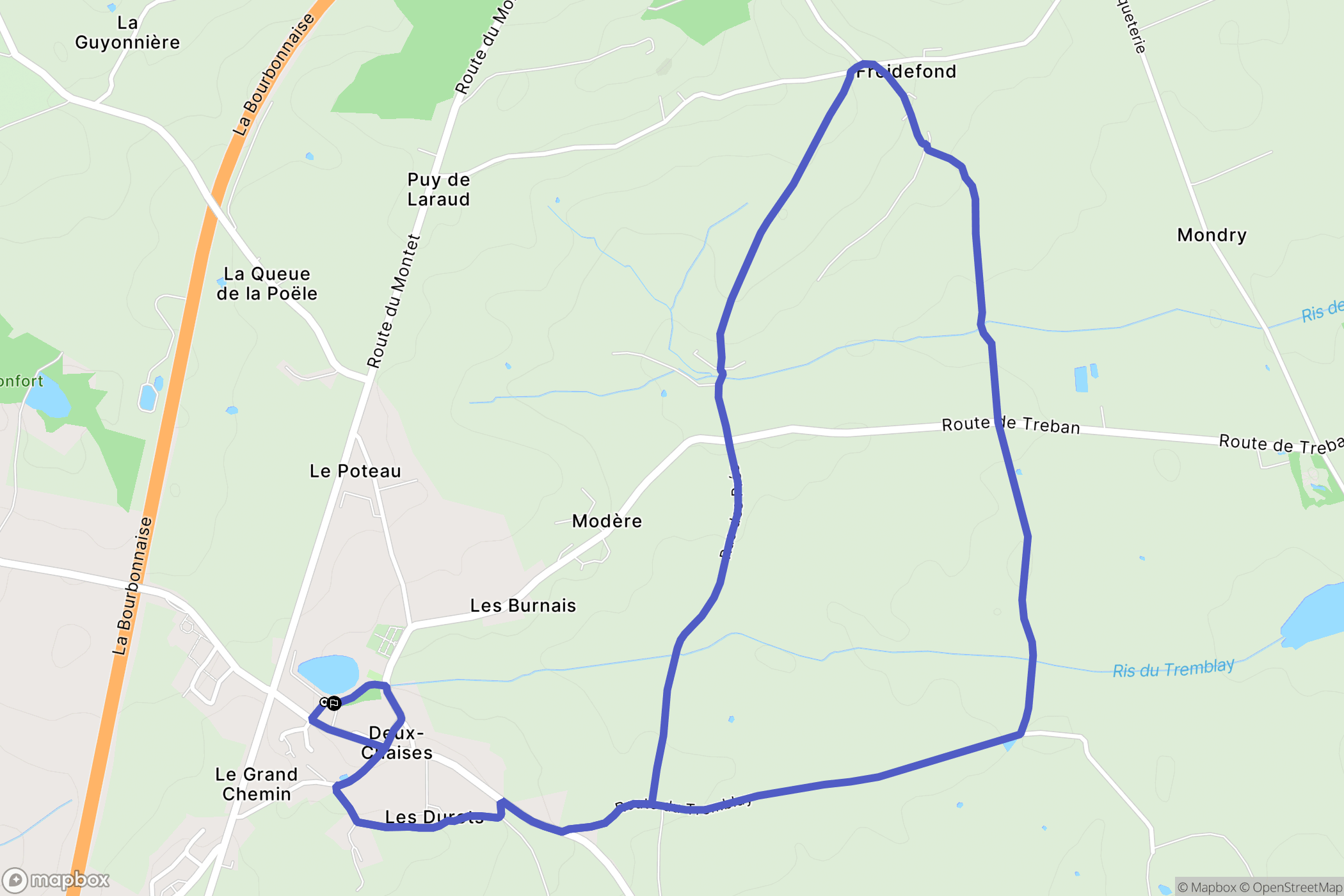 Deux-Chaises : carte du parcours de randonnée - France