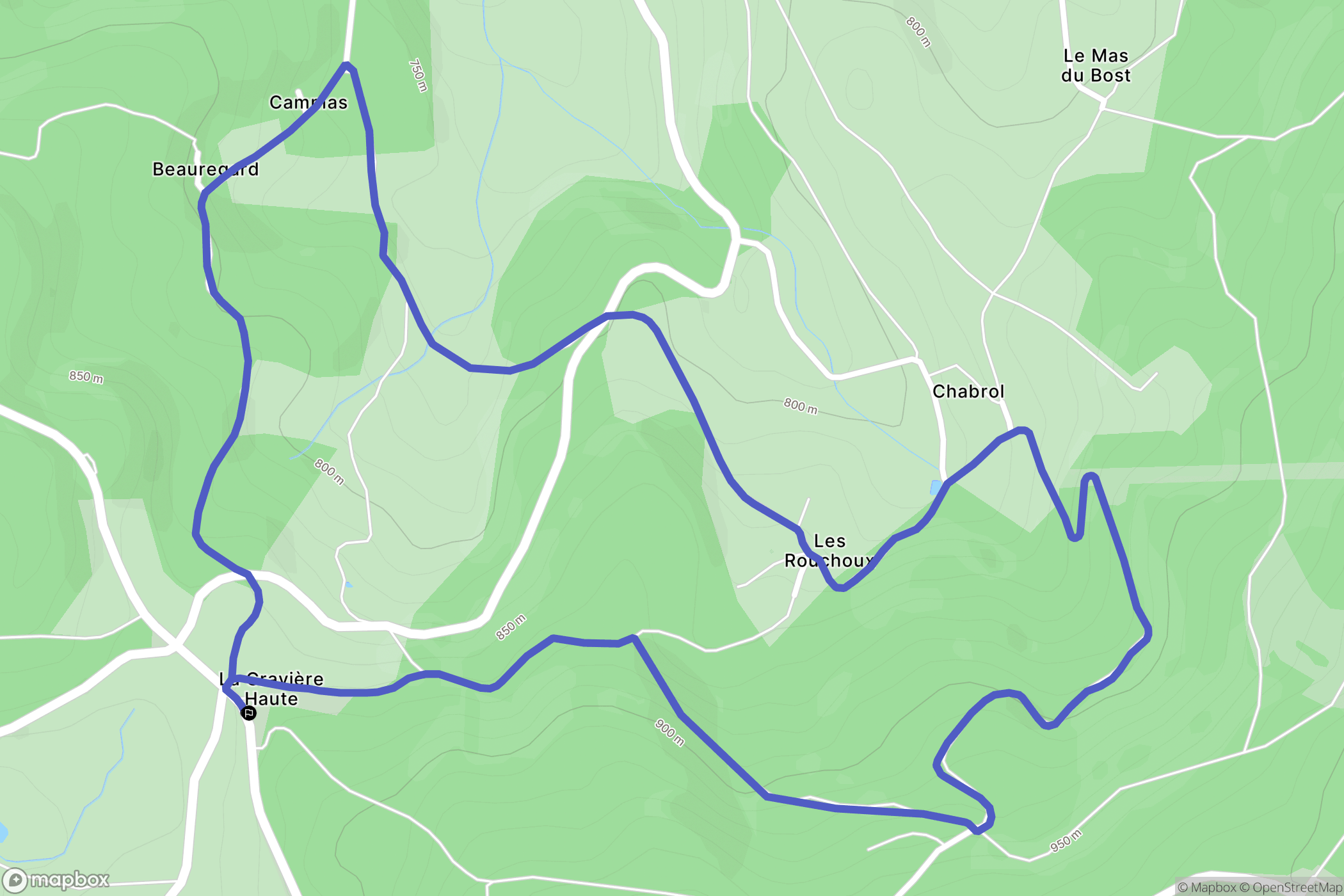 Cunlhat : carte du parcours de randonnée - France