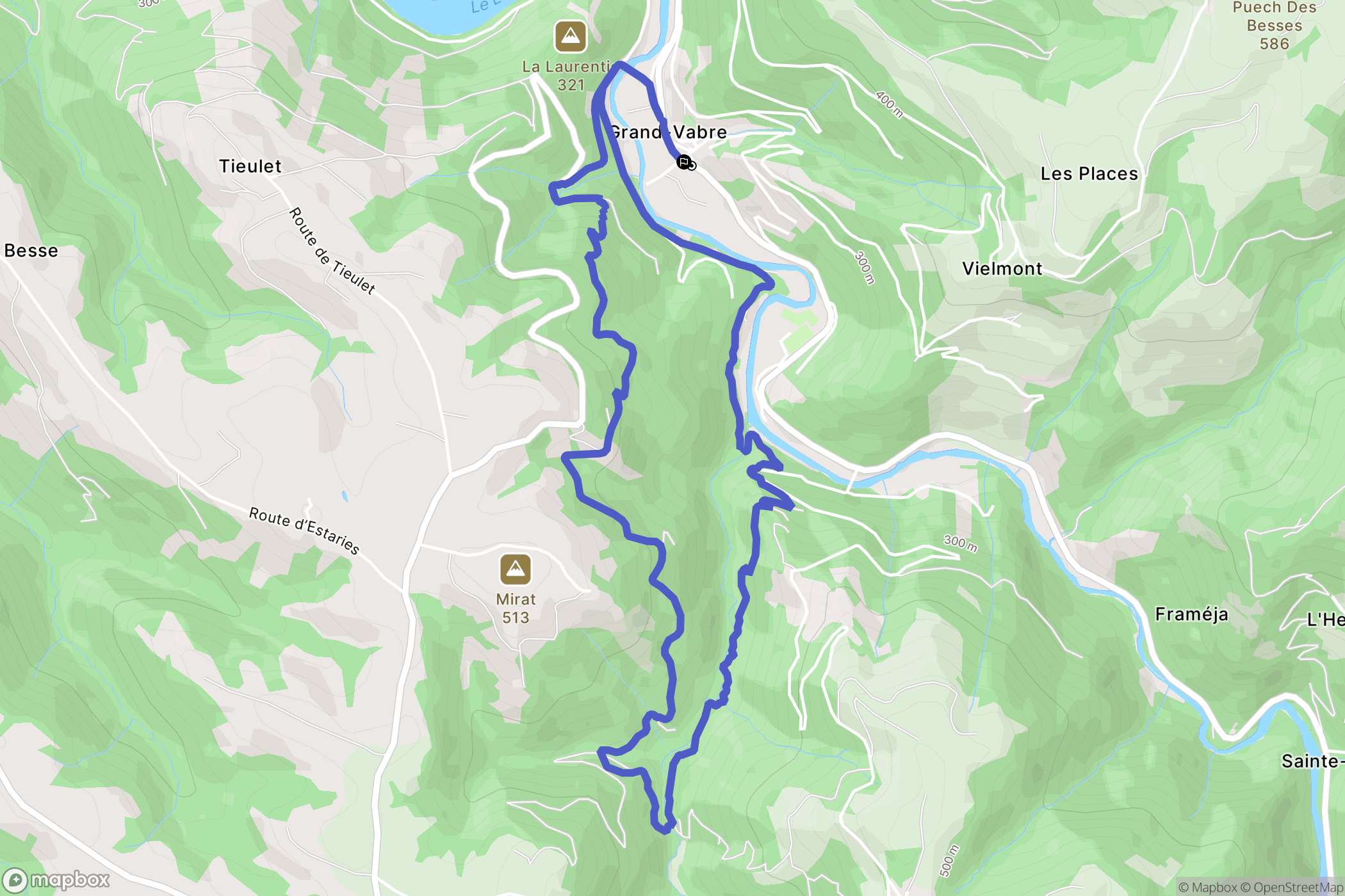 Conques-en-Rouergue : carte du parcours de randonnée - France