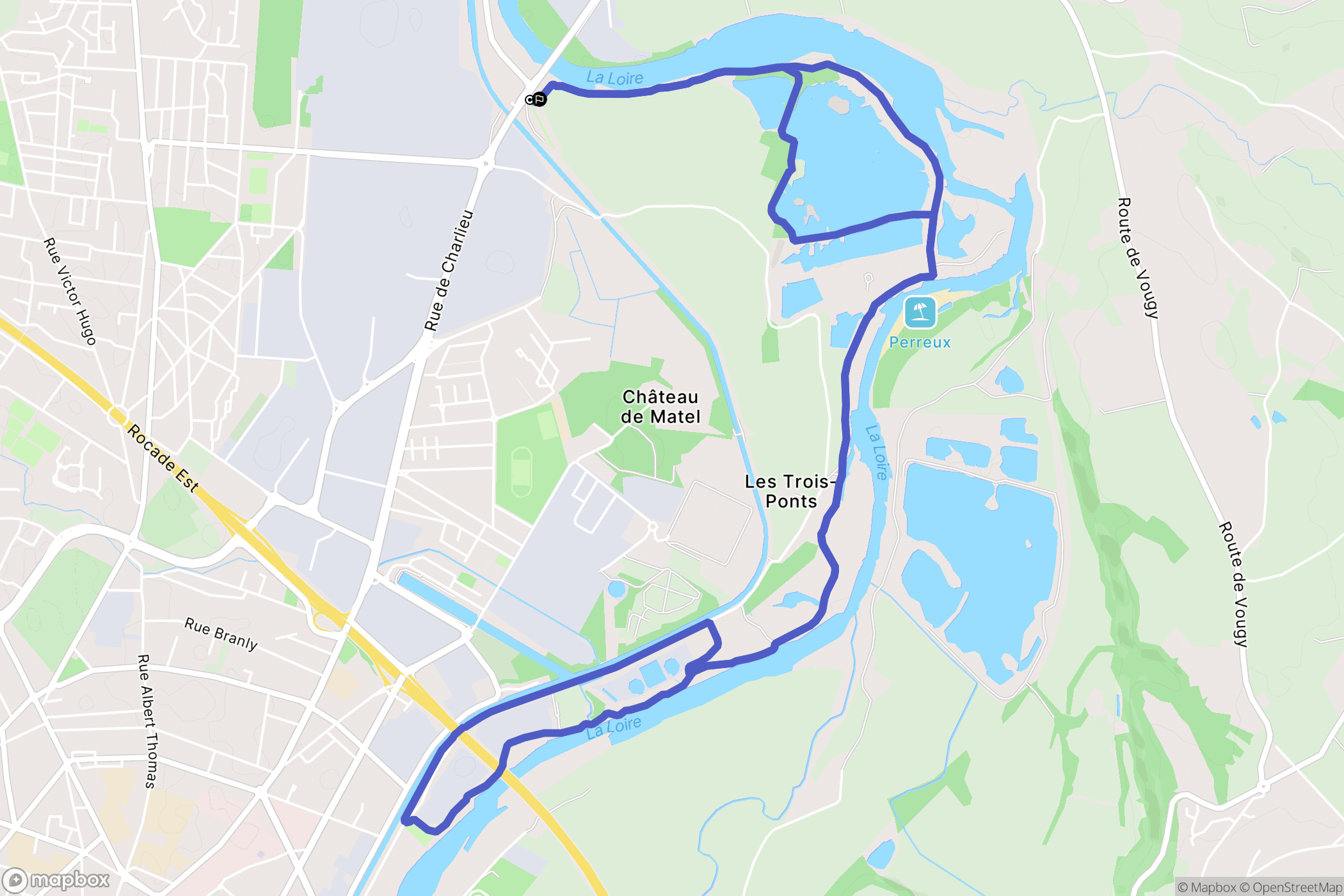 Roanne : carte du parcours de randonnée - France