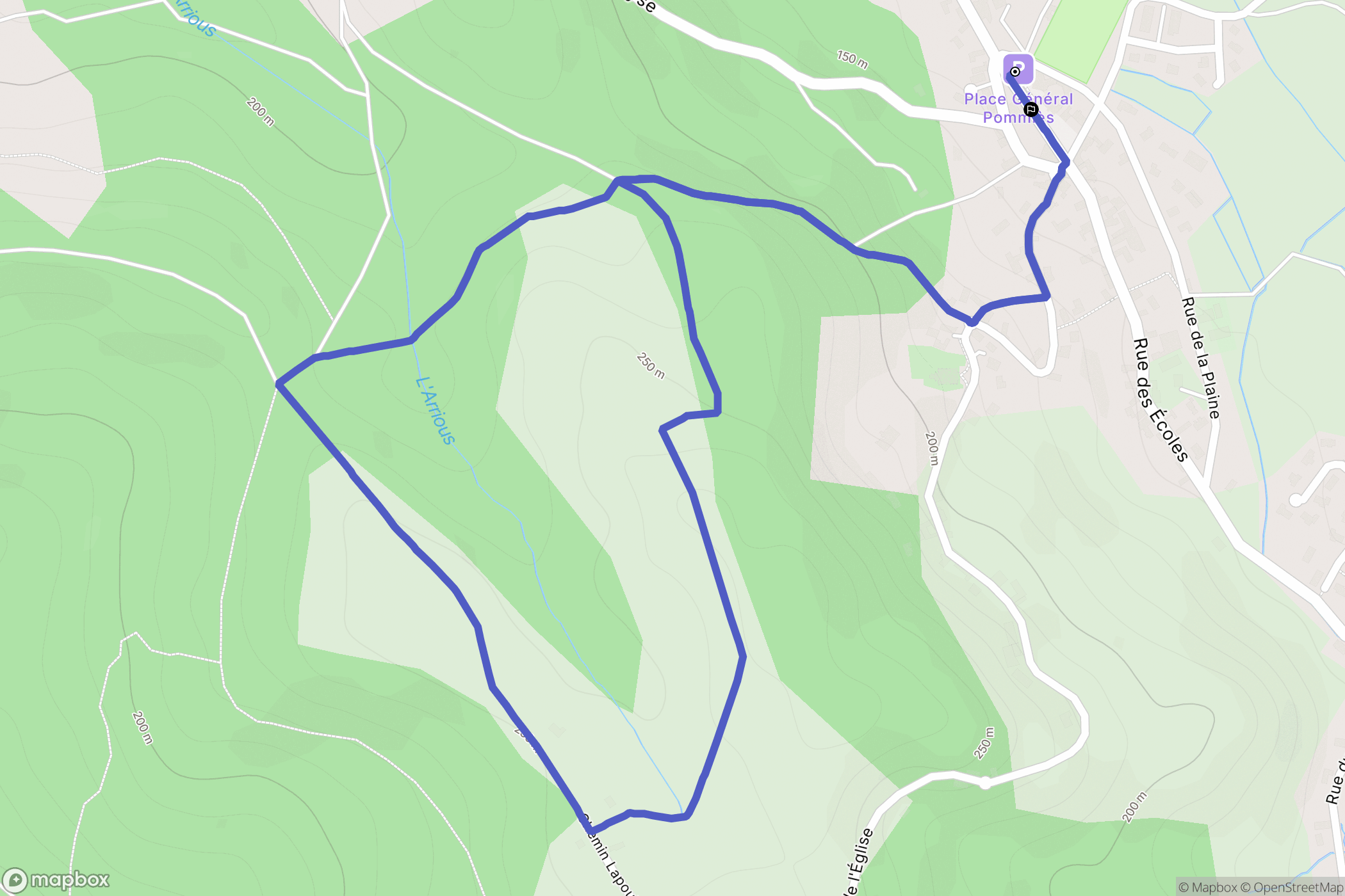 Arbus : carte du parcours de randonnée - France