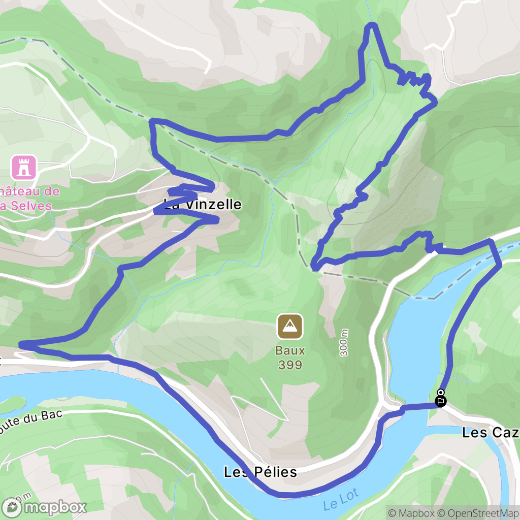Conques-en-Rouergue : carte du parcours de randonnée - France