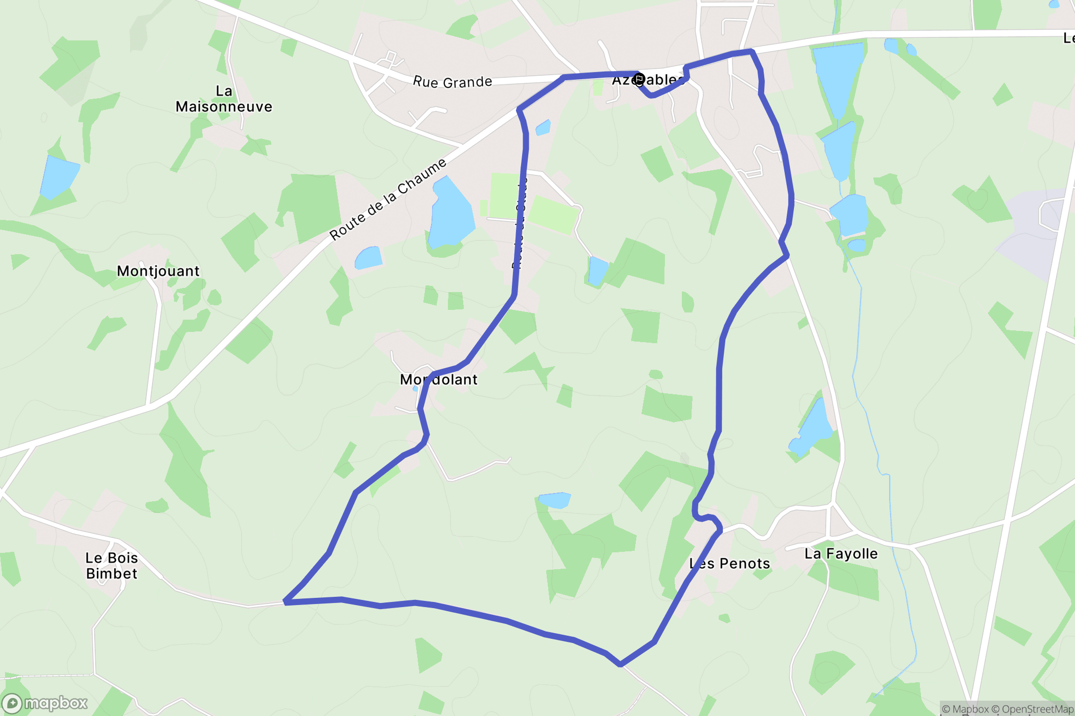 Azerables : carte du parcours de randonnée - France